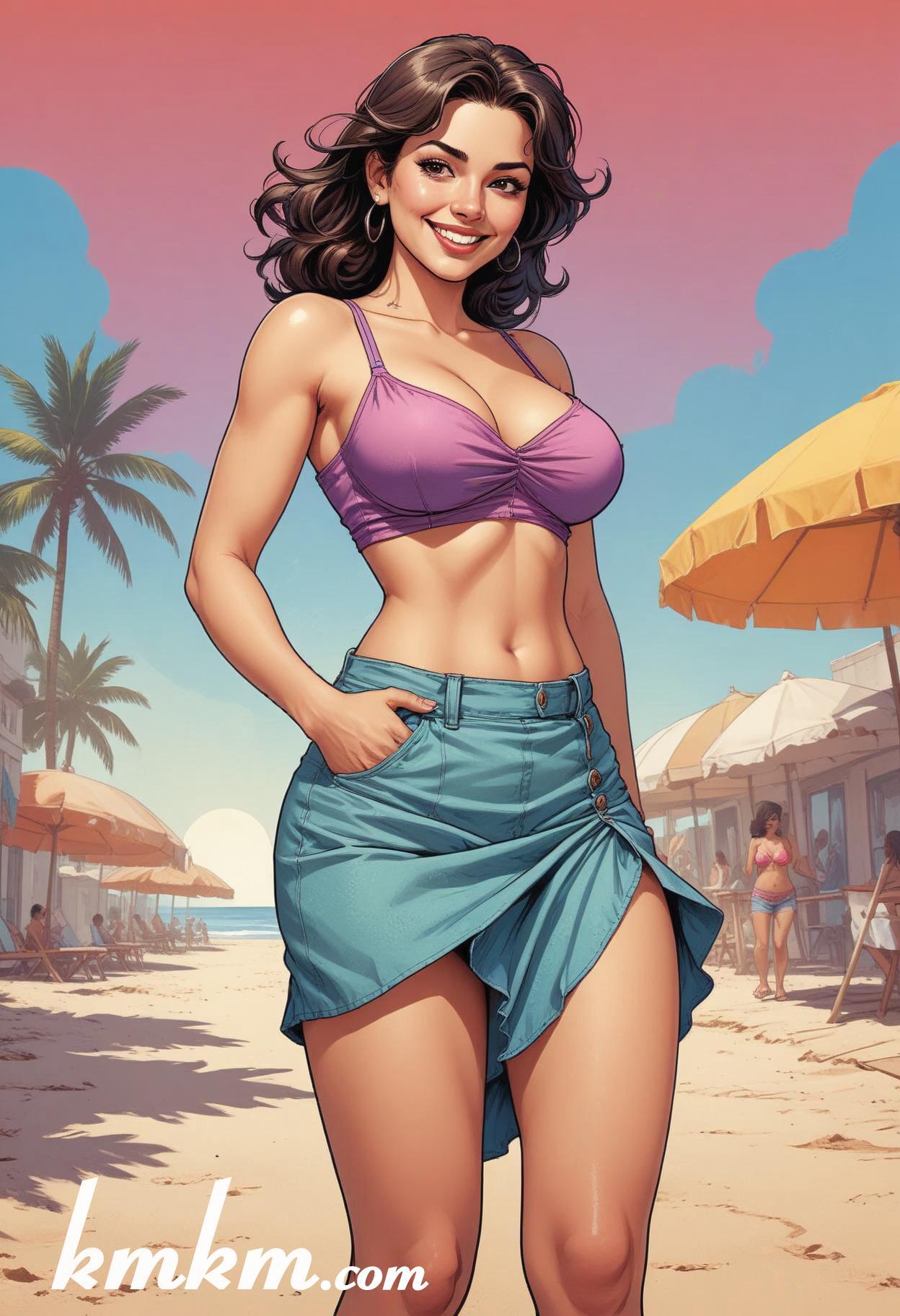Mexican summer beach girl cartoon illustrations 11