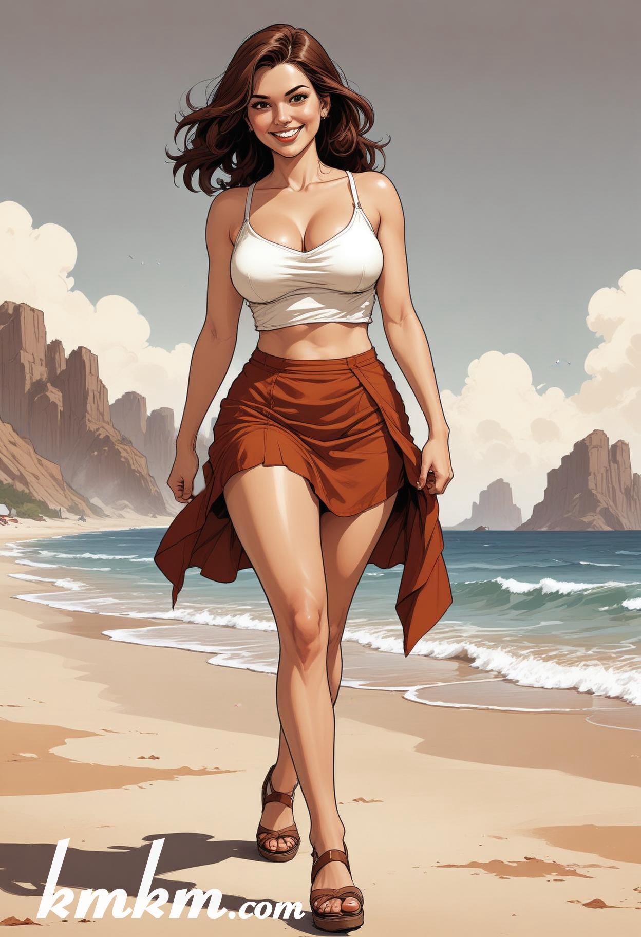Mexican summer beach girl cartoon illustrations 12