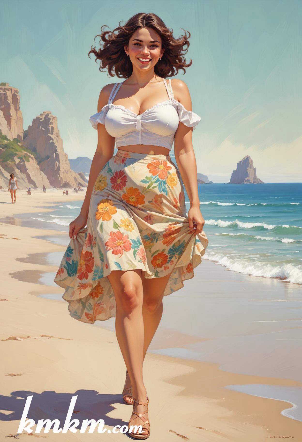 Mexican summer beach girl cartoon illustrations 18