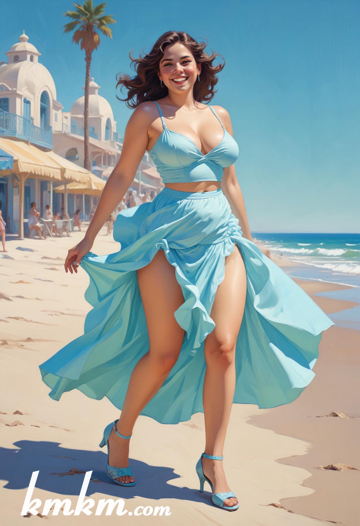 Mexican summer beach girl cartoon illustrations 19