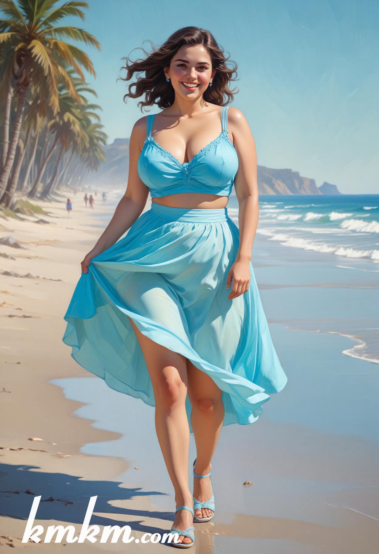 Mexican summer beach girl cartoon illustrations 20