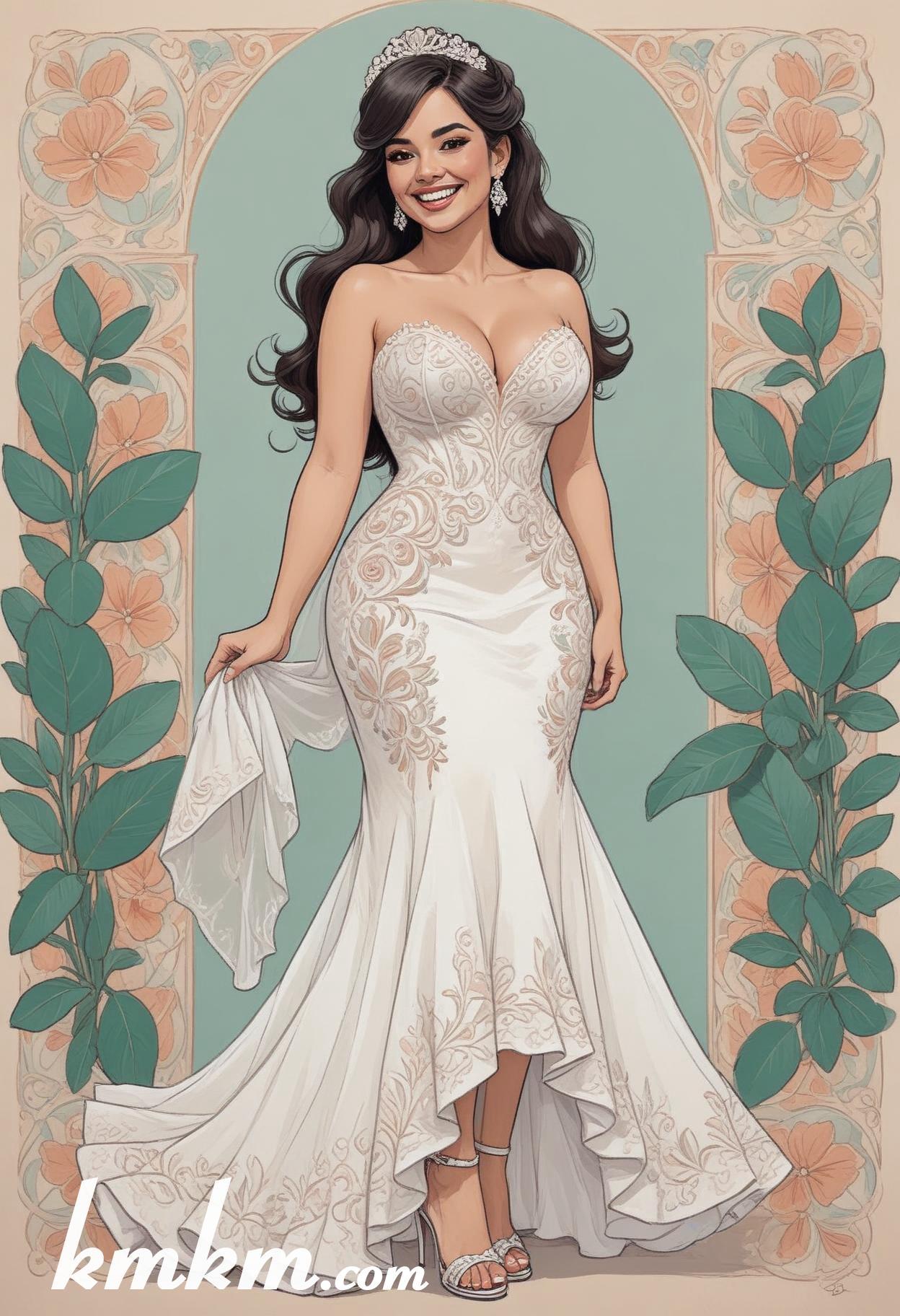 Mexican wedding bride cartoon drawing 06
