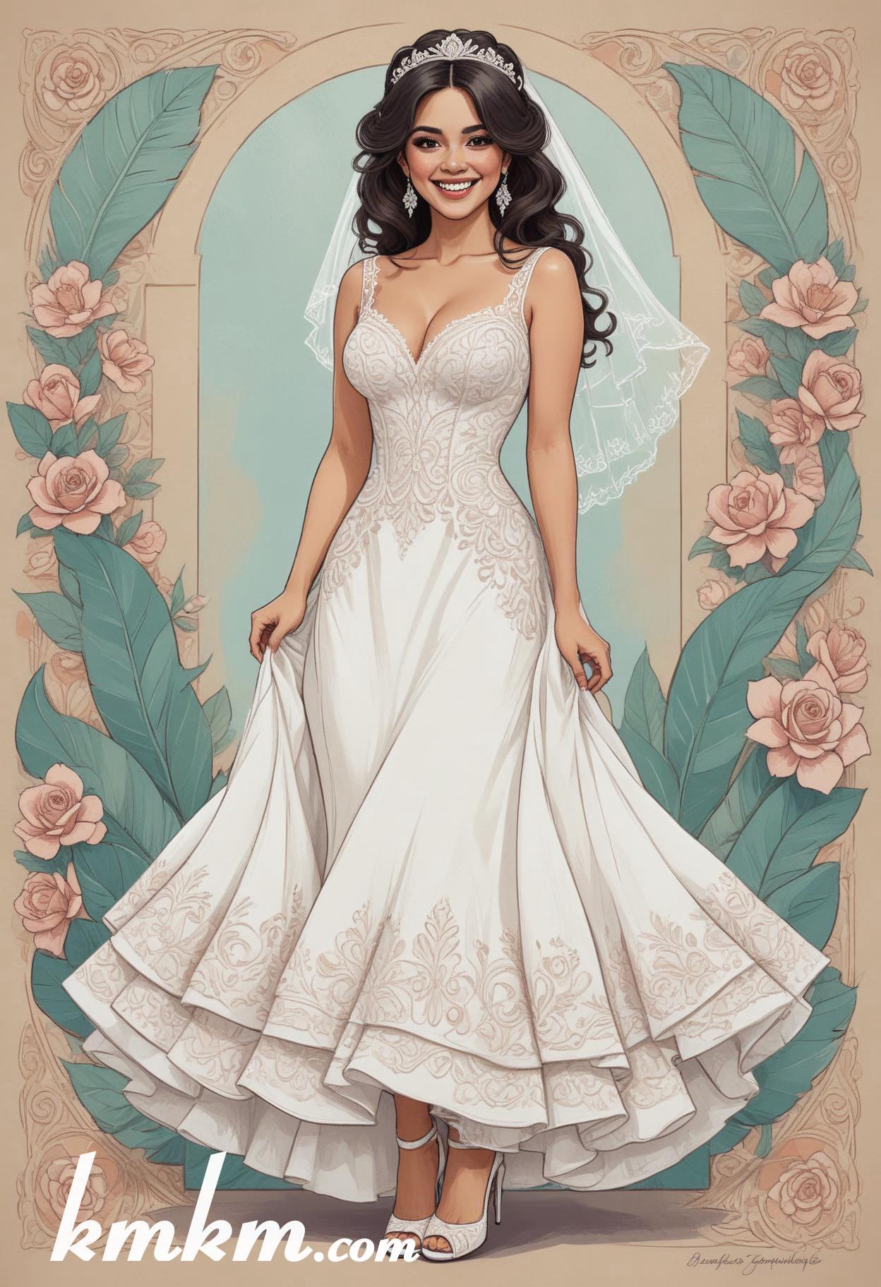 Mexican wedding bride cartoon drawing 10