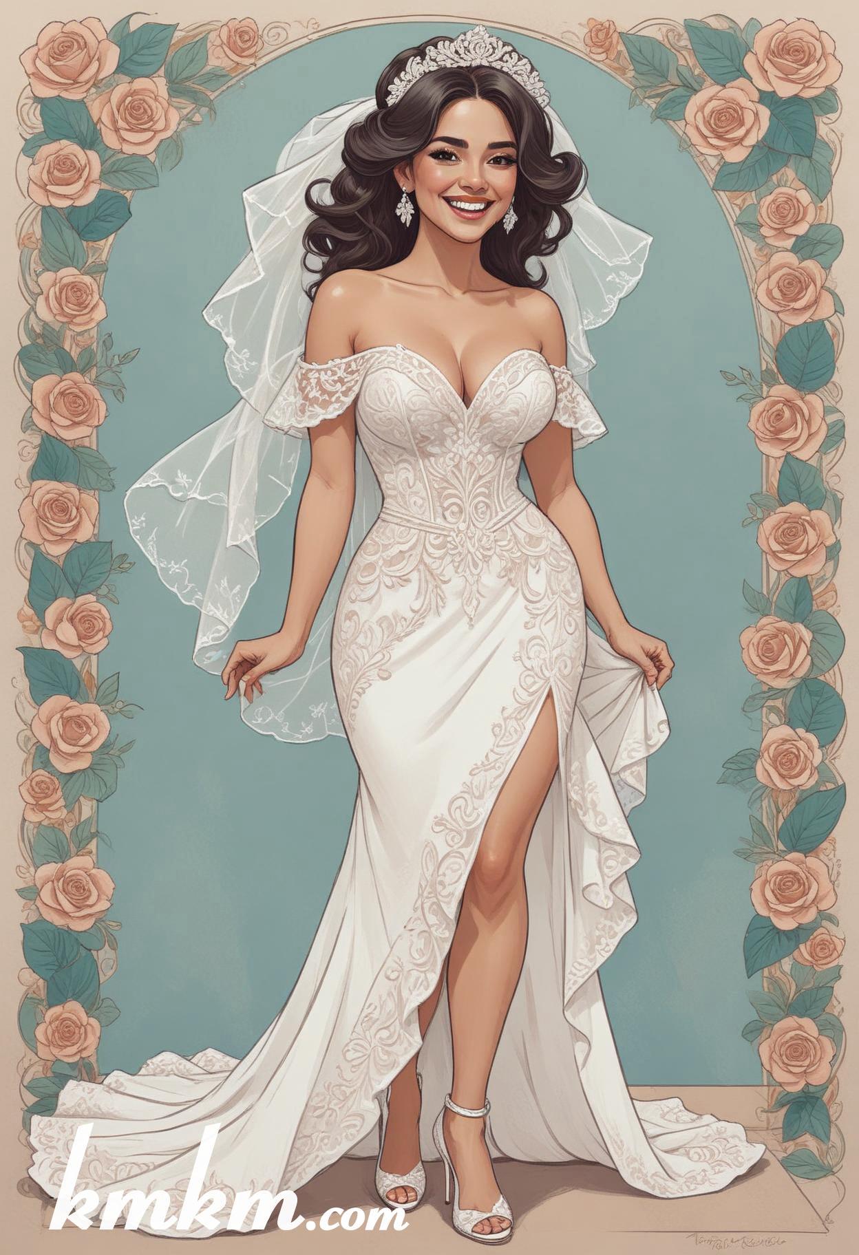 Mexican wedding bride cartoon drawing 12