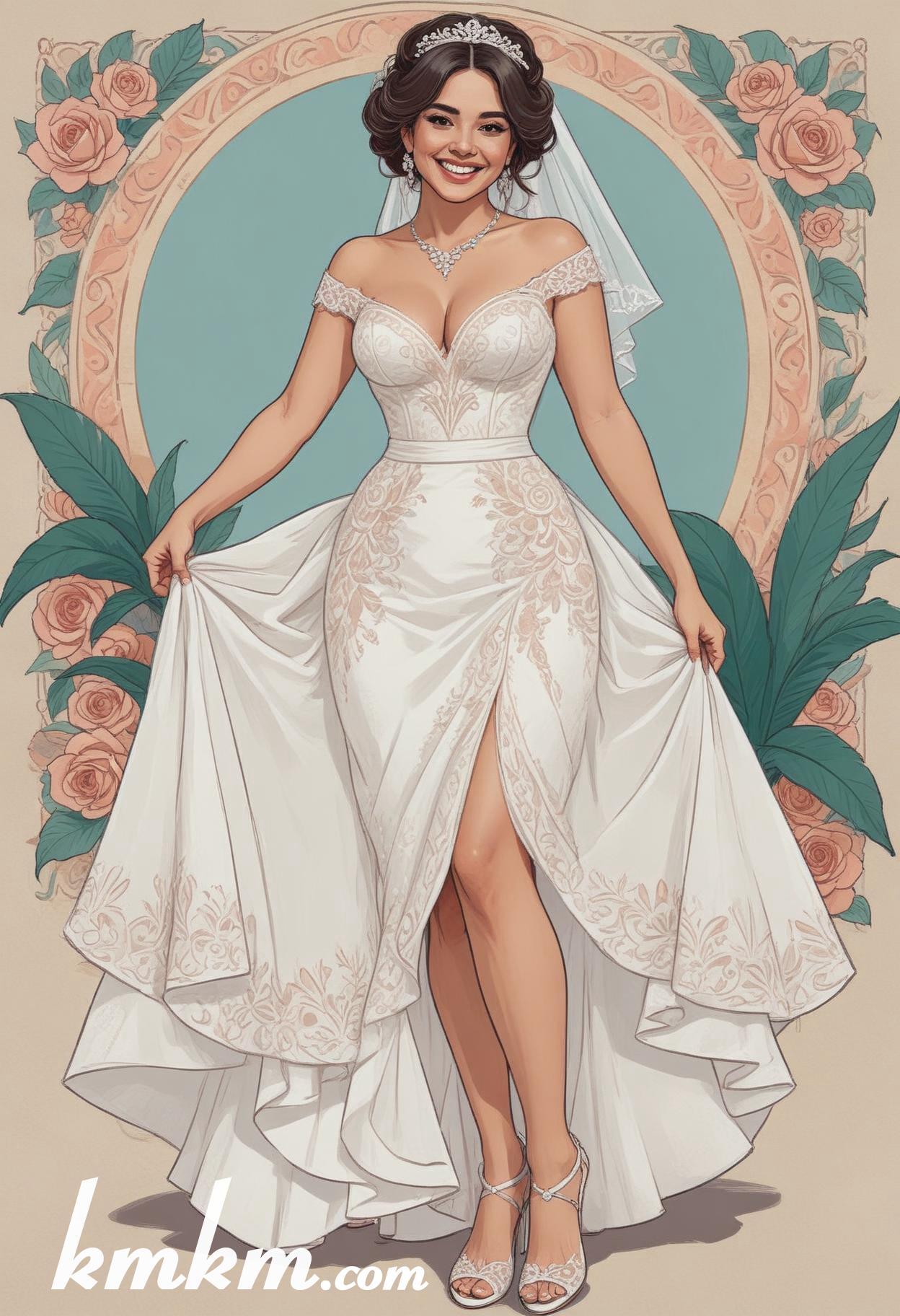 Mexican wedding bride cartoon drawing 13