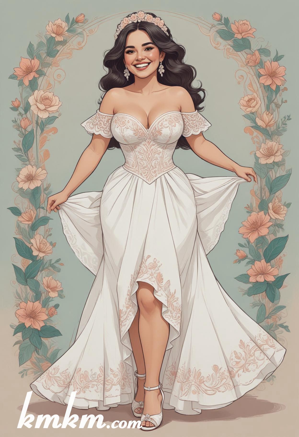 Mexican wedding bride cartoon drawing 15