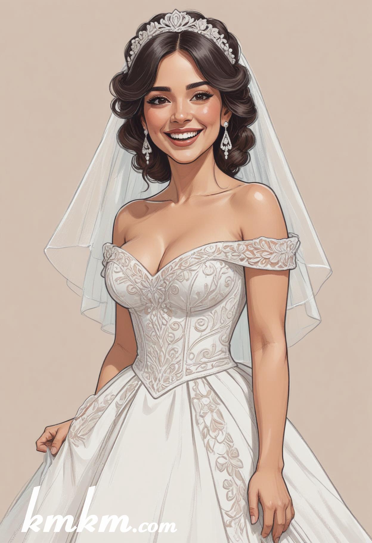 Mexican wedding bride cartoon drawing 17