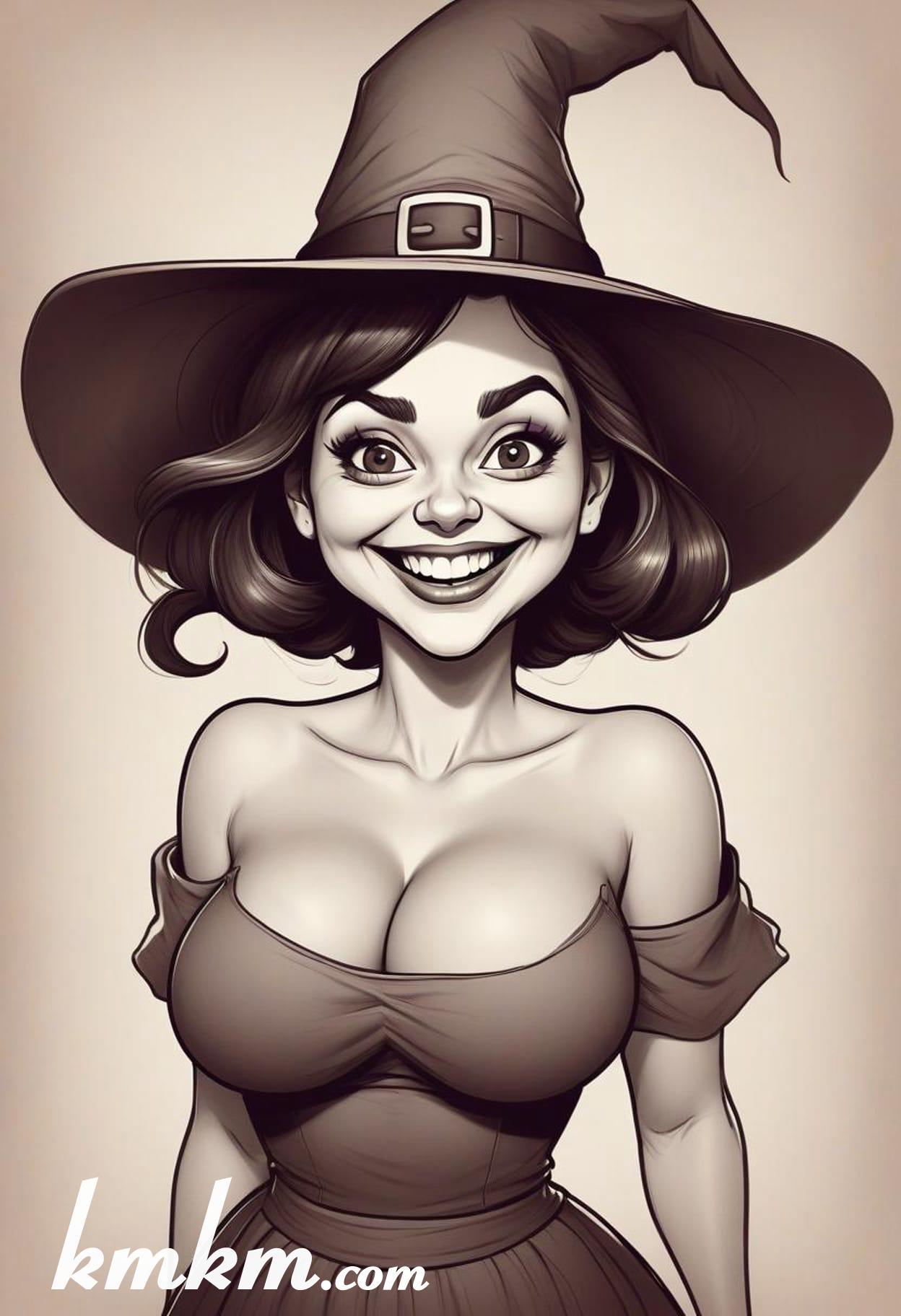 Women clown halloween cartoon drawing 03