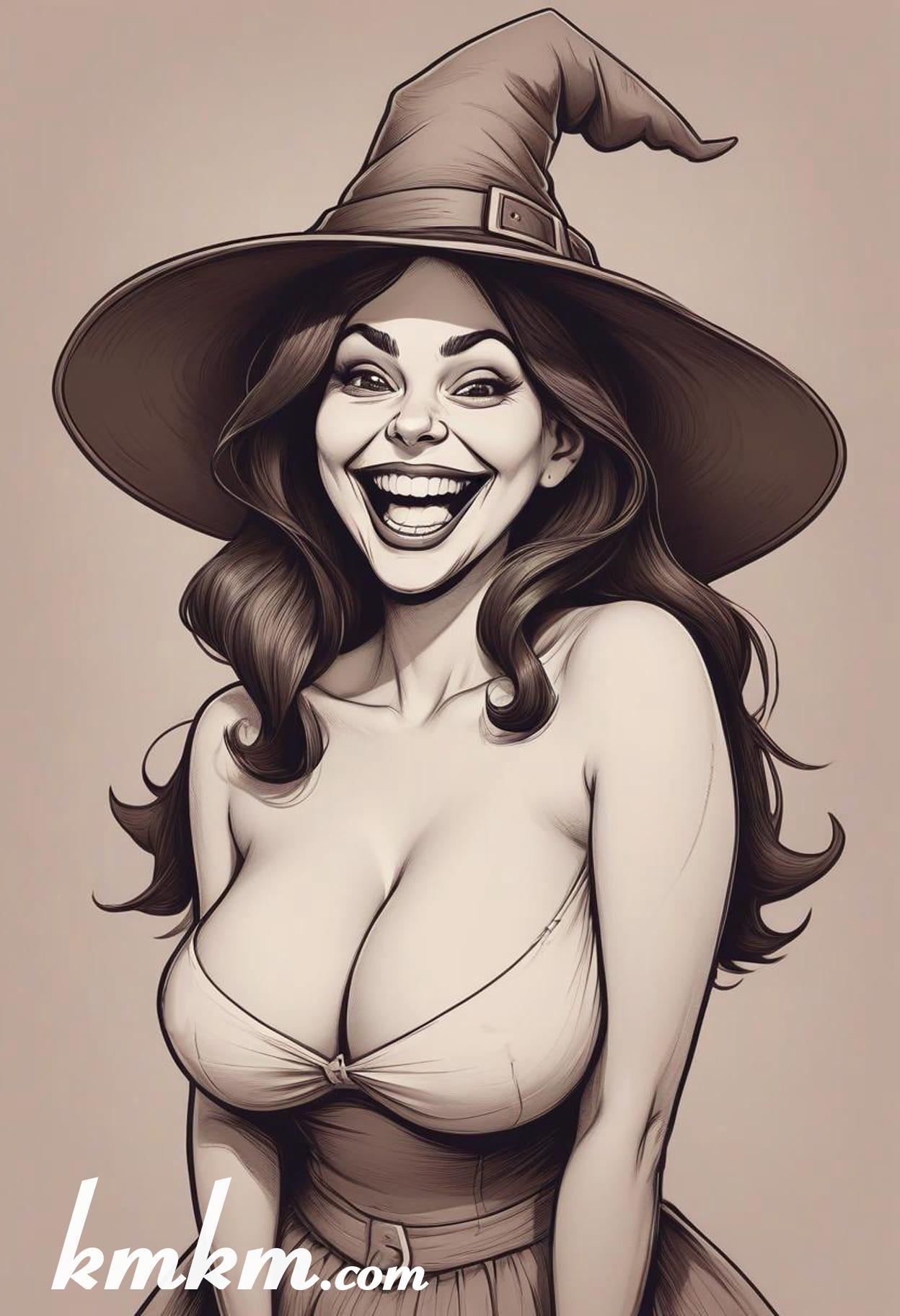 Women clown halloween cartoon drawing 04