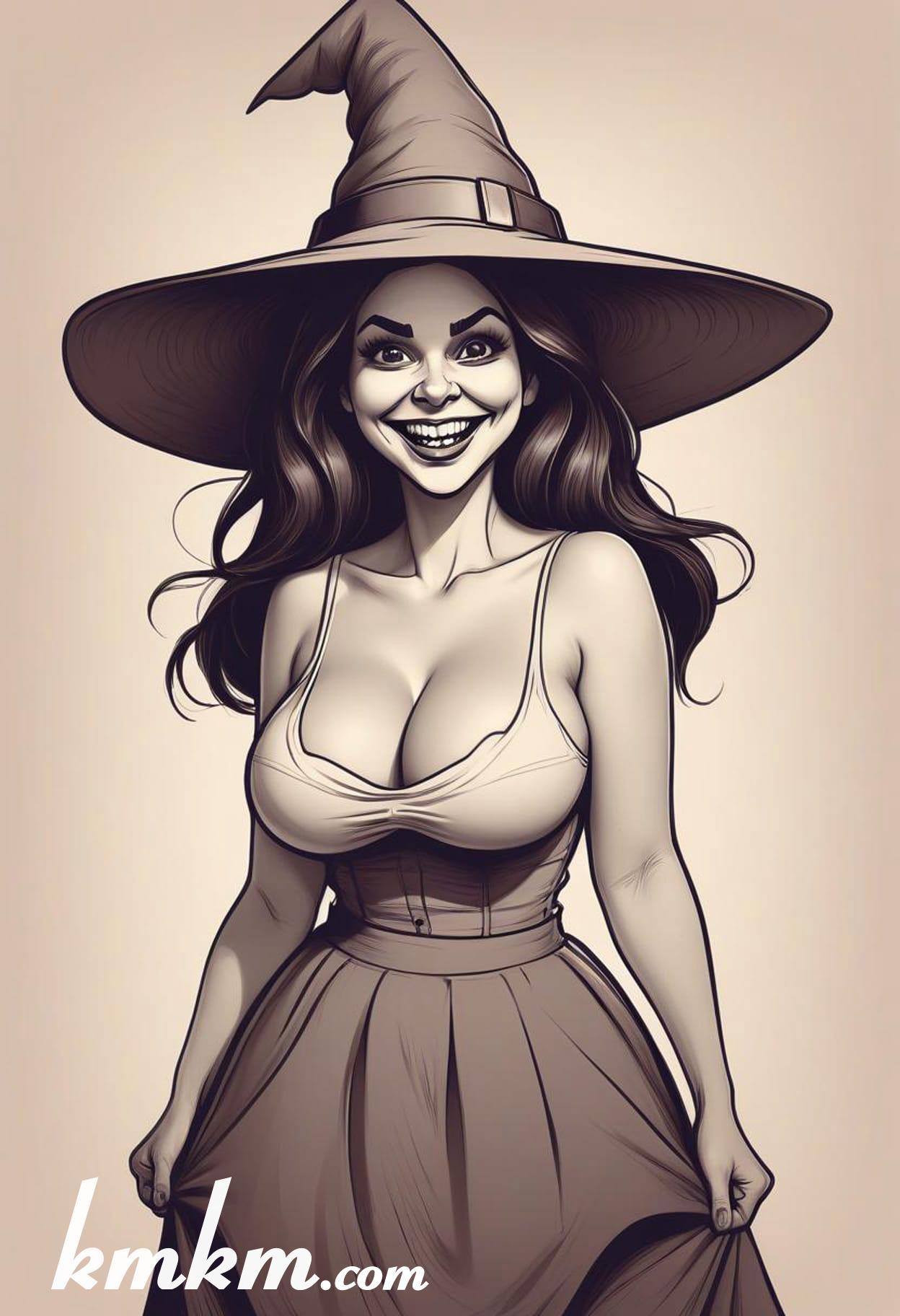 Women clown halloween cartoon drawing 05