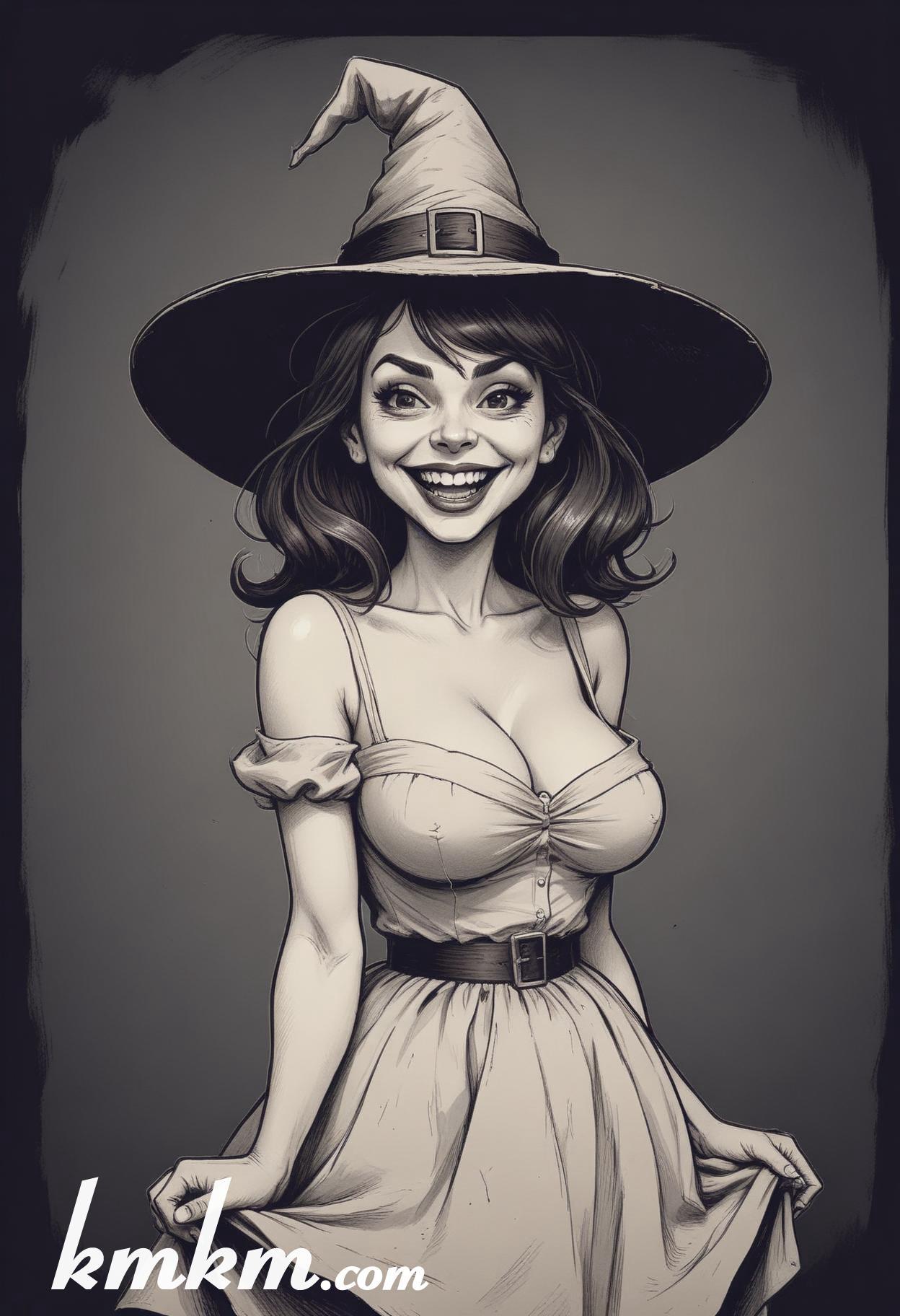 Women clown halloween cartoon drawing 12