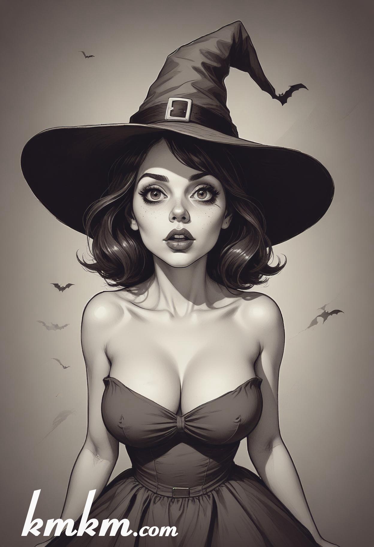 Women clown halloween cartoon drawing 15