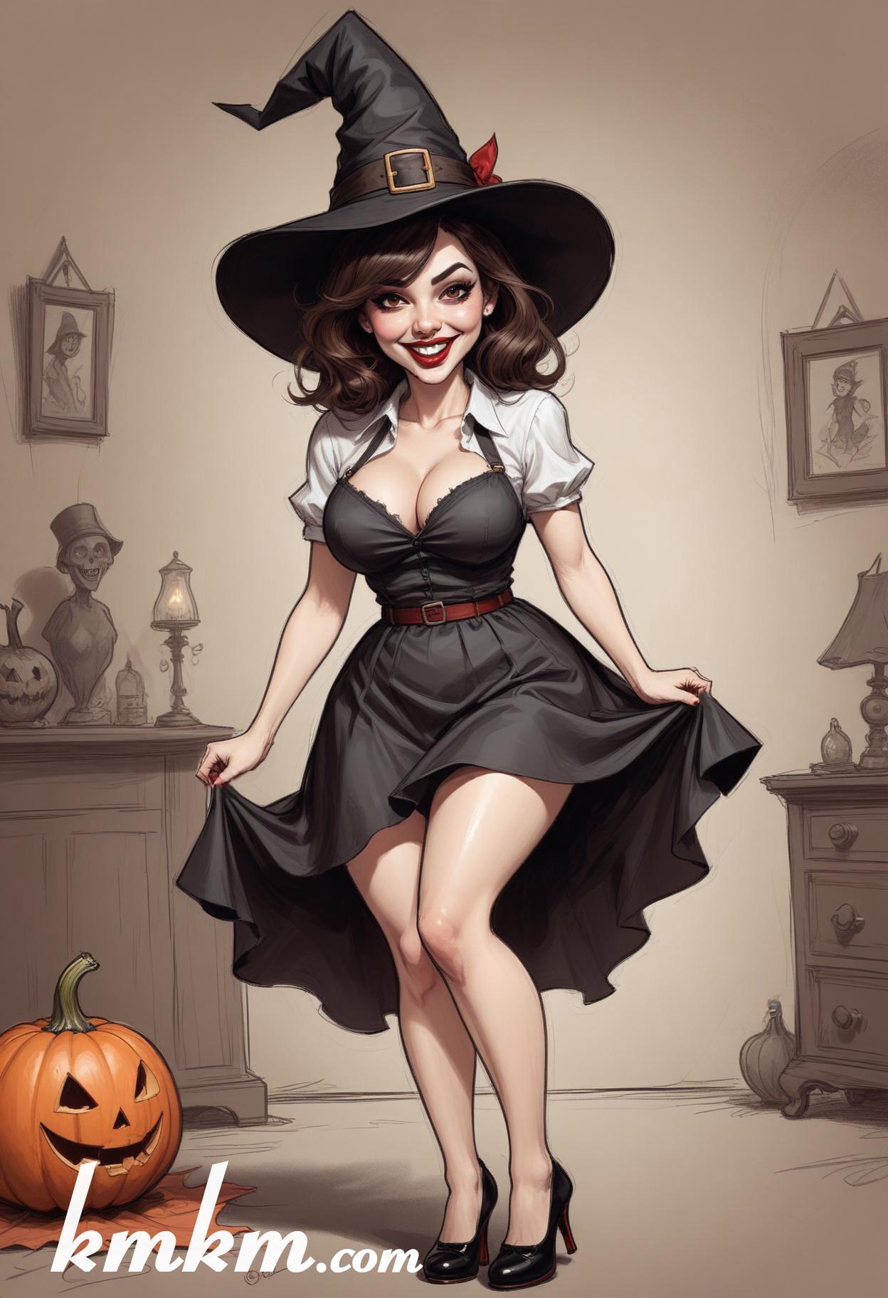 Women clown halloween cartoon drawing 16