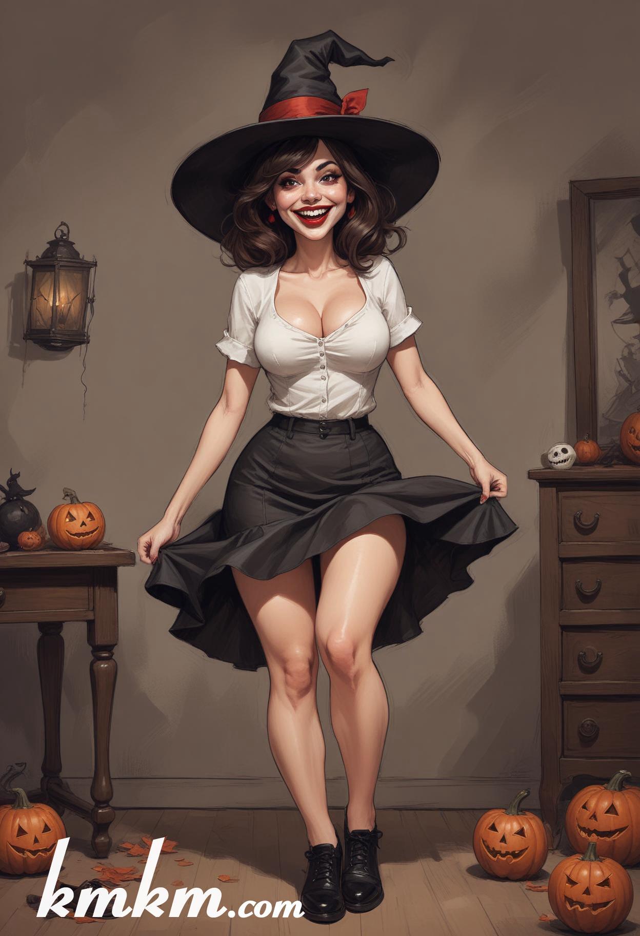 Women clown halloween cartoon drawing 17