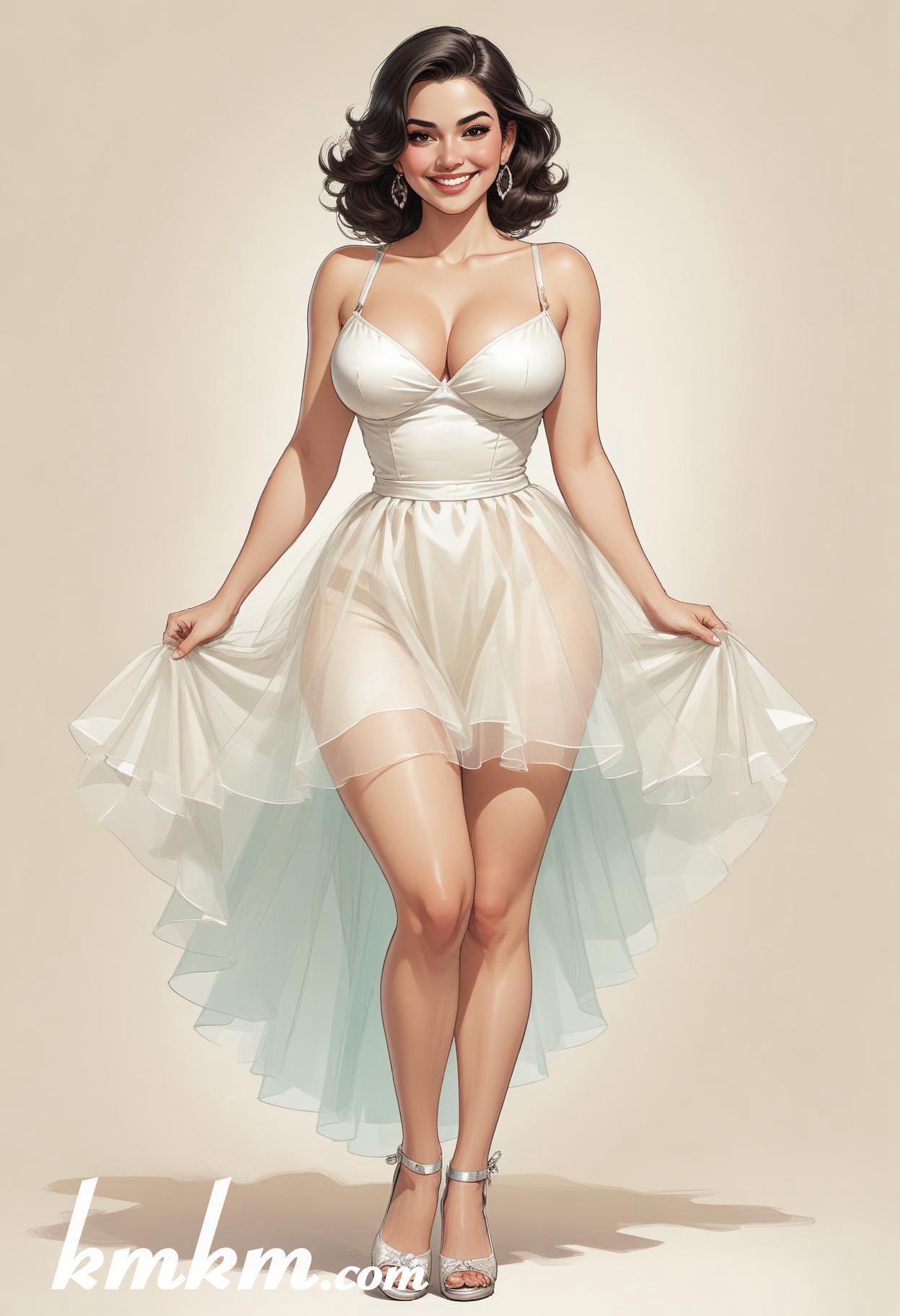 Dancing girl snowy tulle skirt figure drawing 01