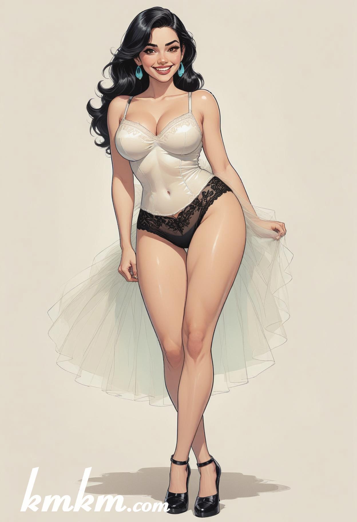 Dancing girl snowy tulle skirt figure drawing 05