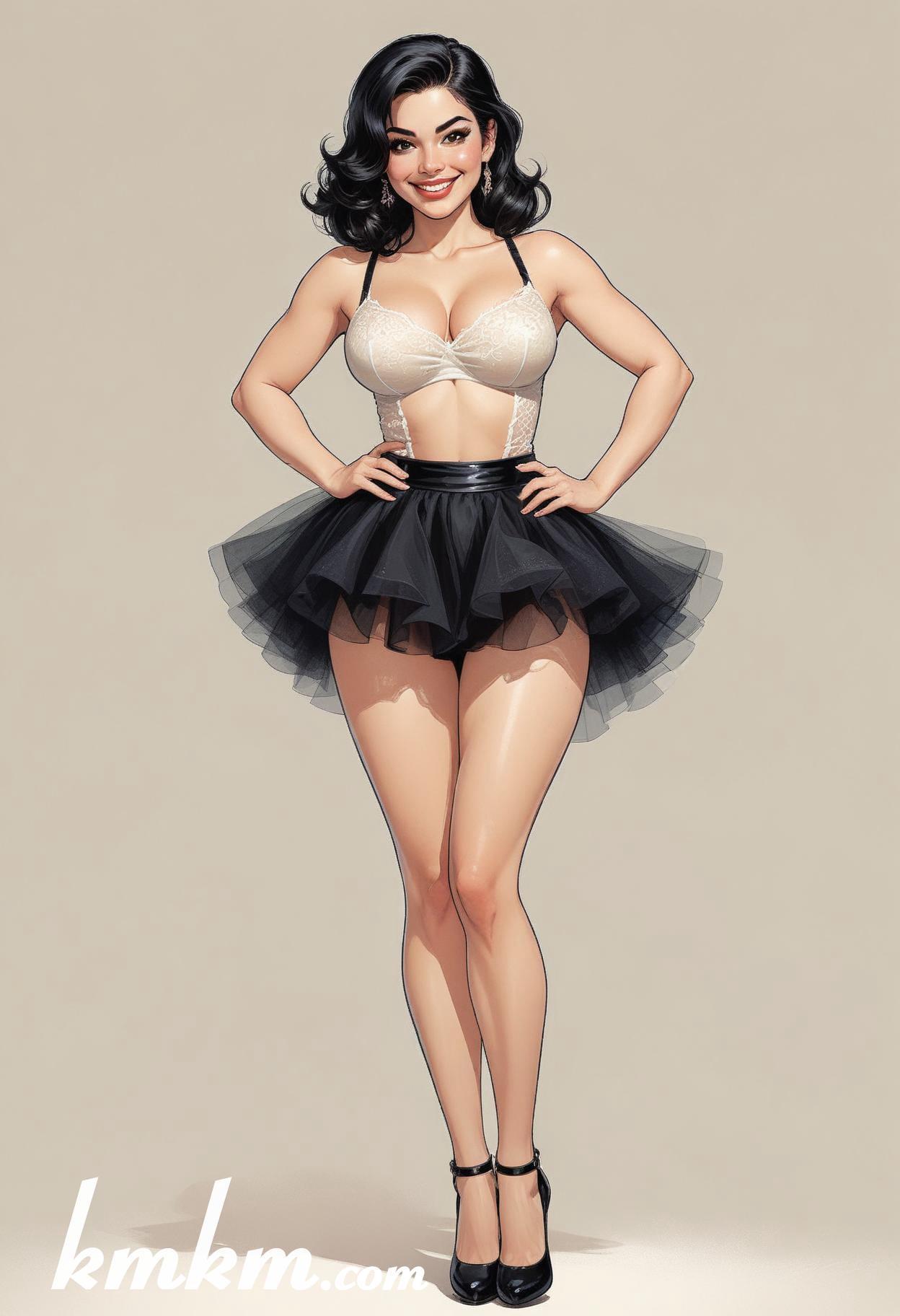 Dancing girl snowy tulle skirt figure drawing 08