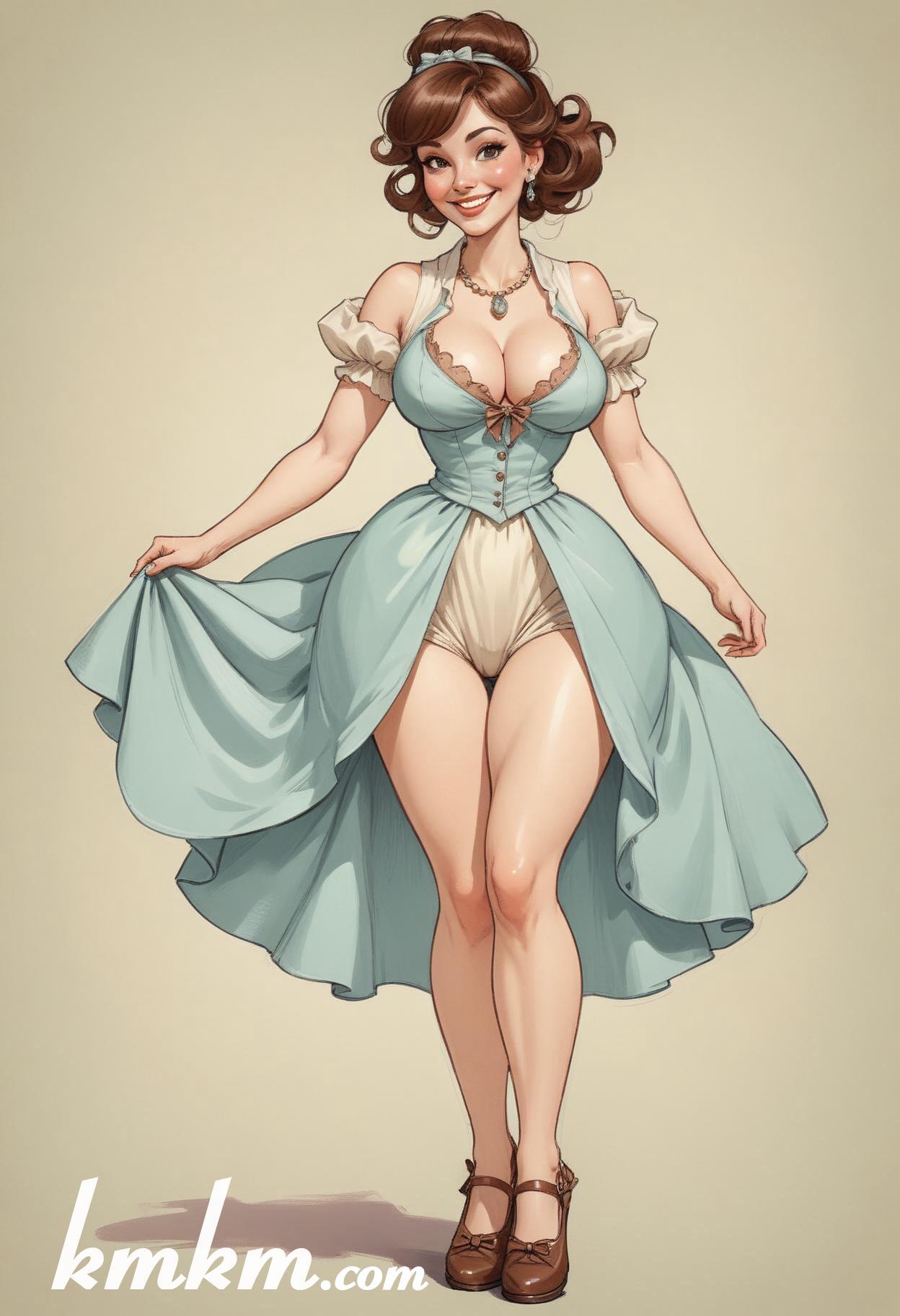 French woman traditional dress figure drawing 01