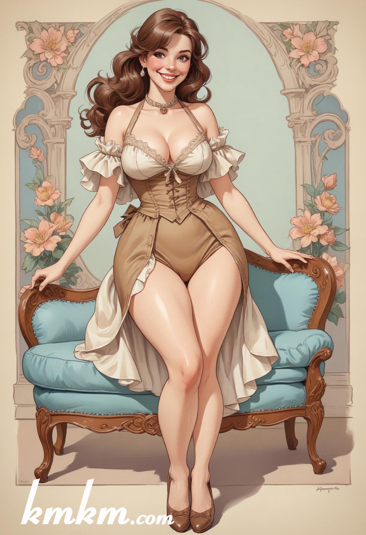 French woman traditional dress figure drawing 02