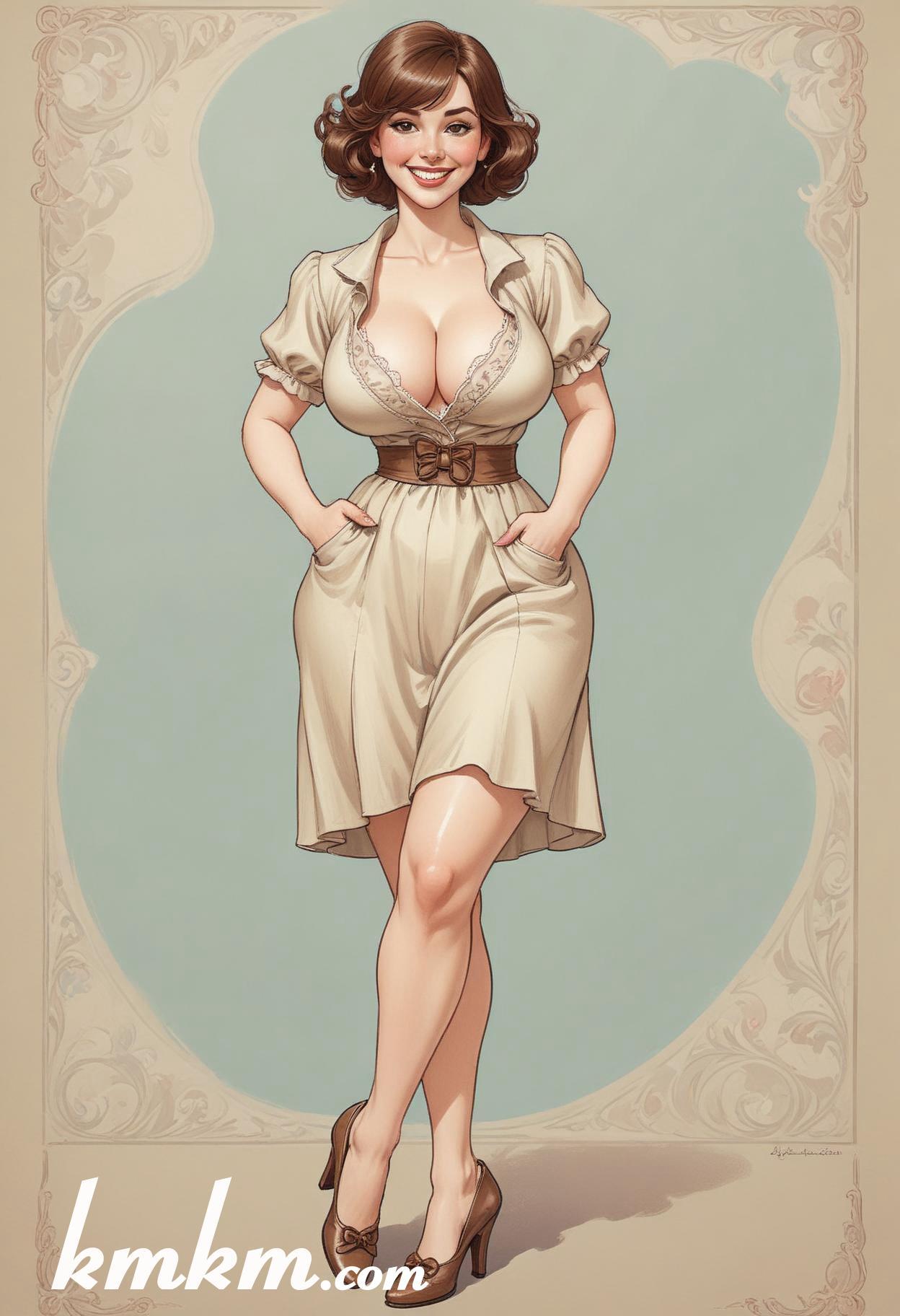 French woman traditional dress figure drawing 04