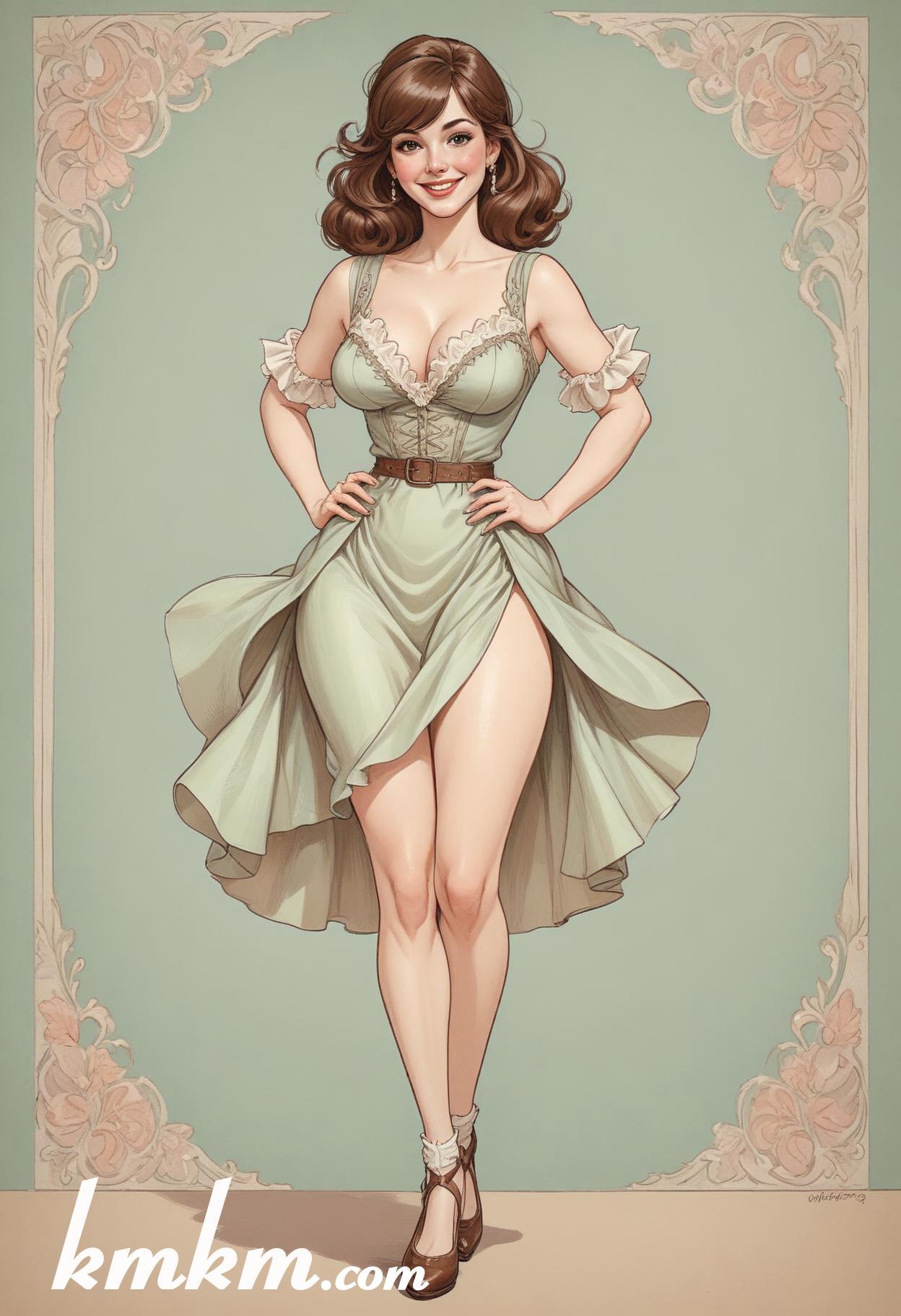 French woman traditional dress figure drawing 05