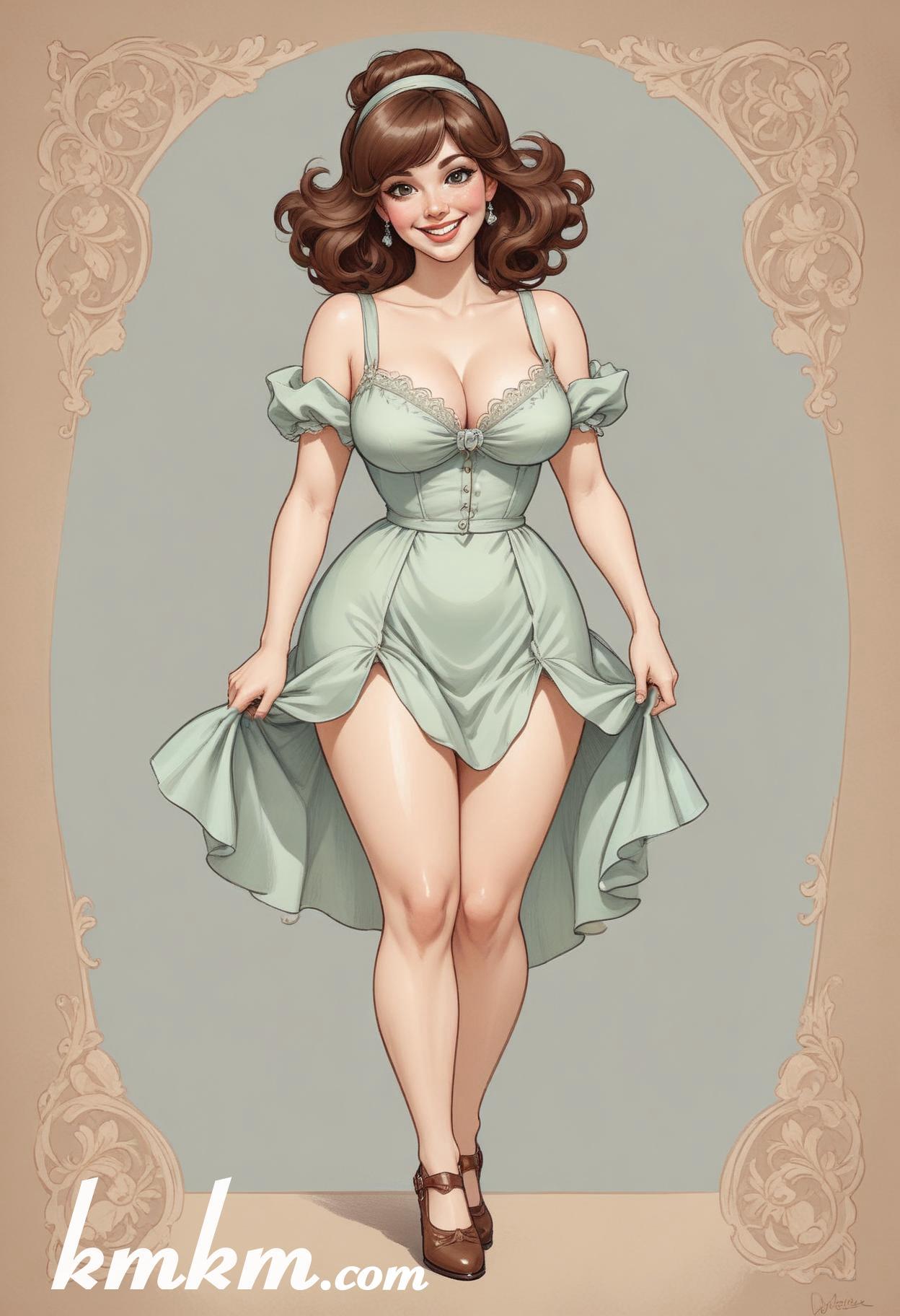 French woman traditional dress figure drawing 06