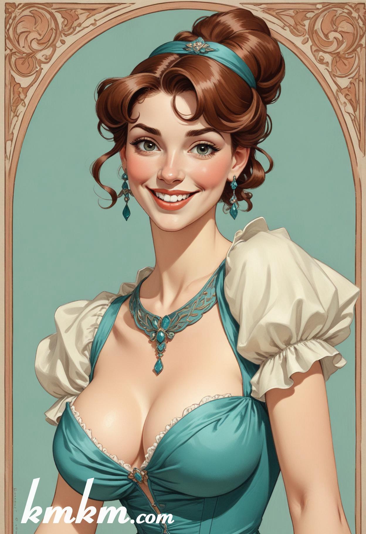 French woman traditional dress figure drawing 10