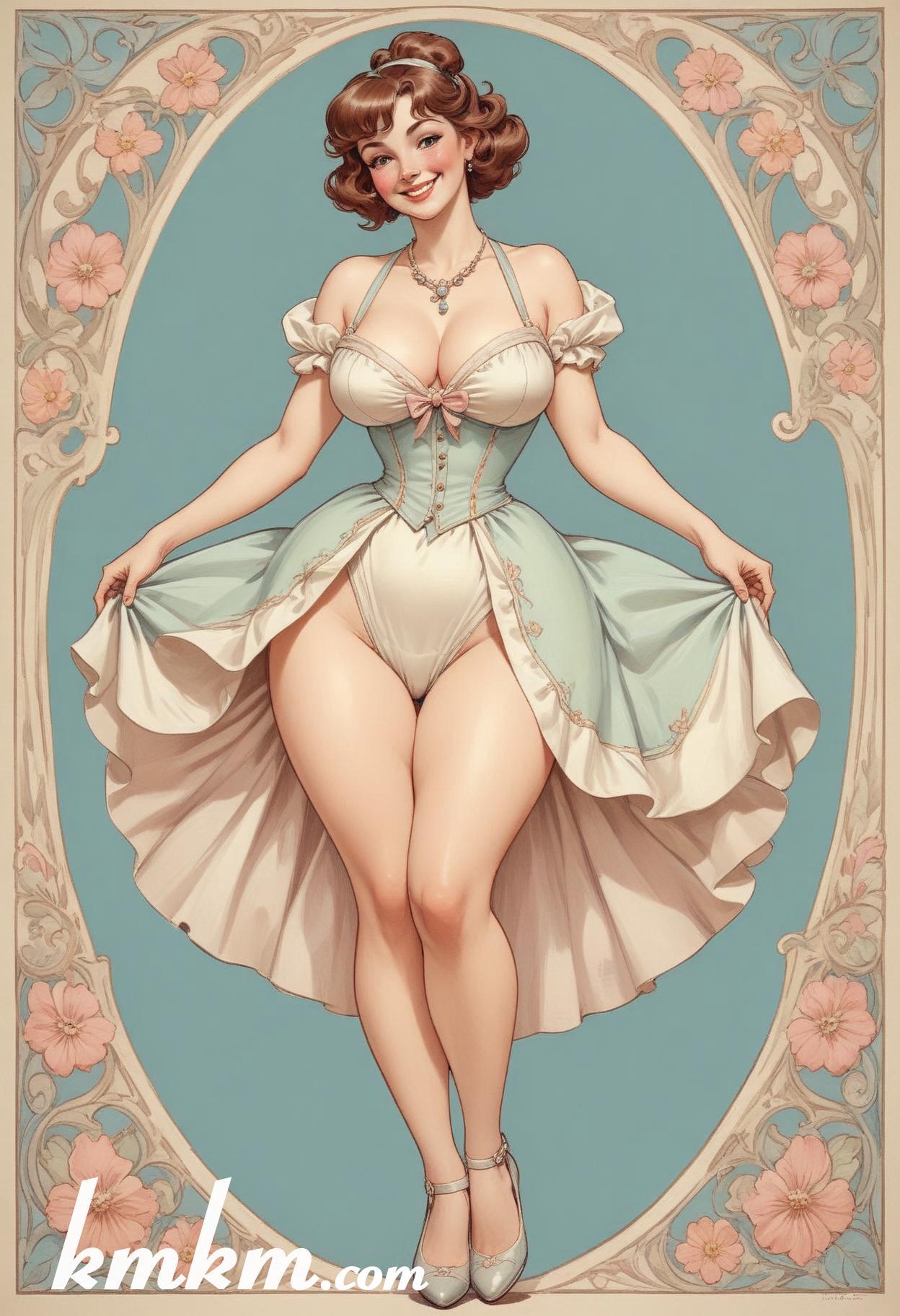 French woman traditional dress figure drawing 15