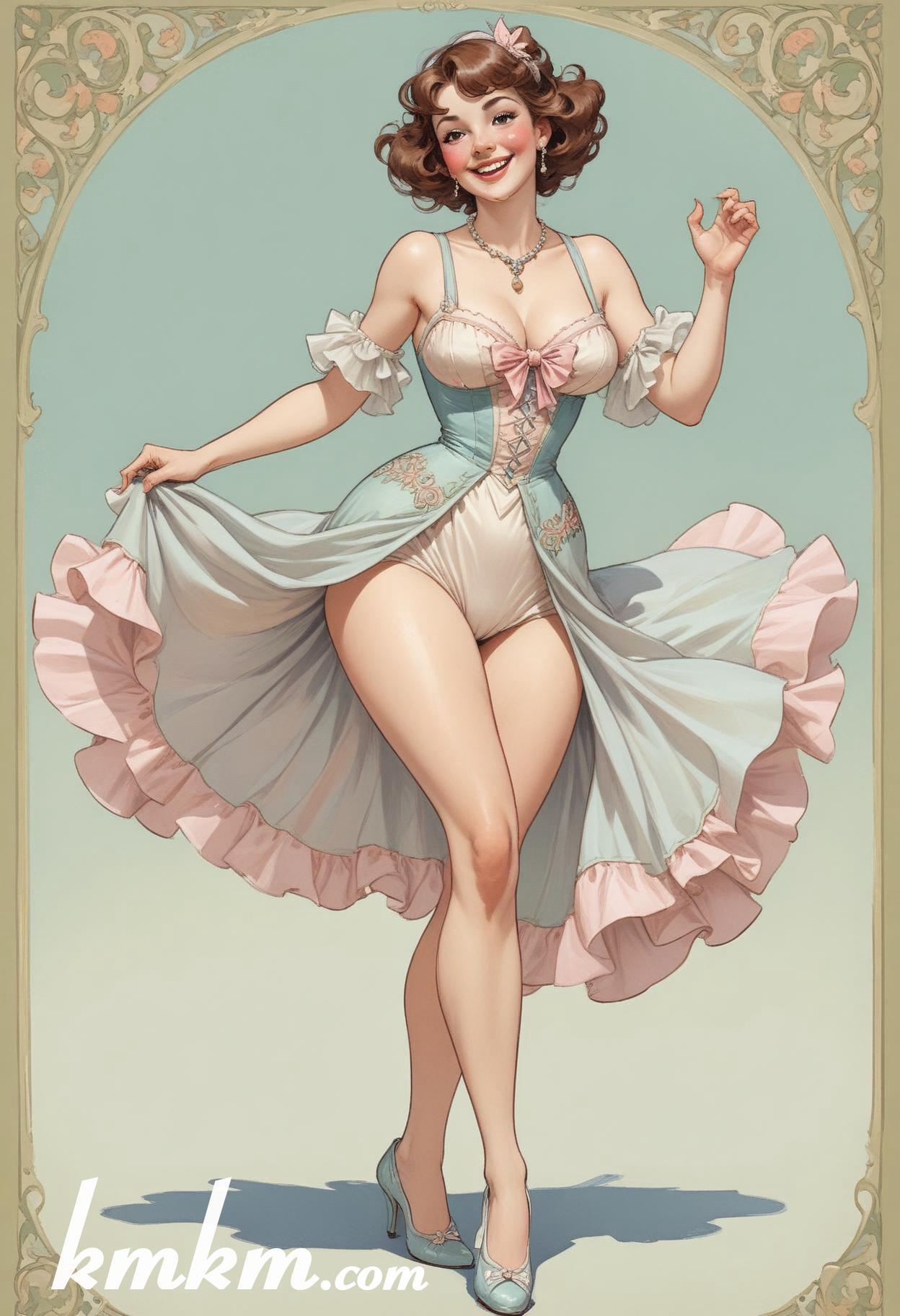 French woman traditional dress figure drawing 17