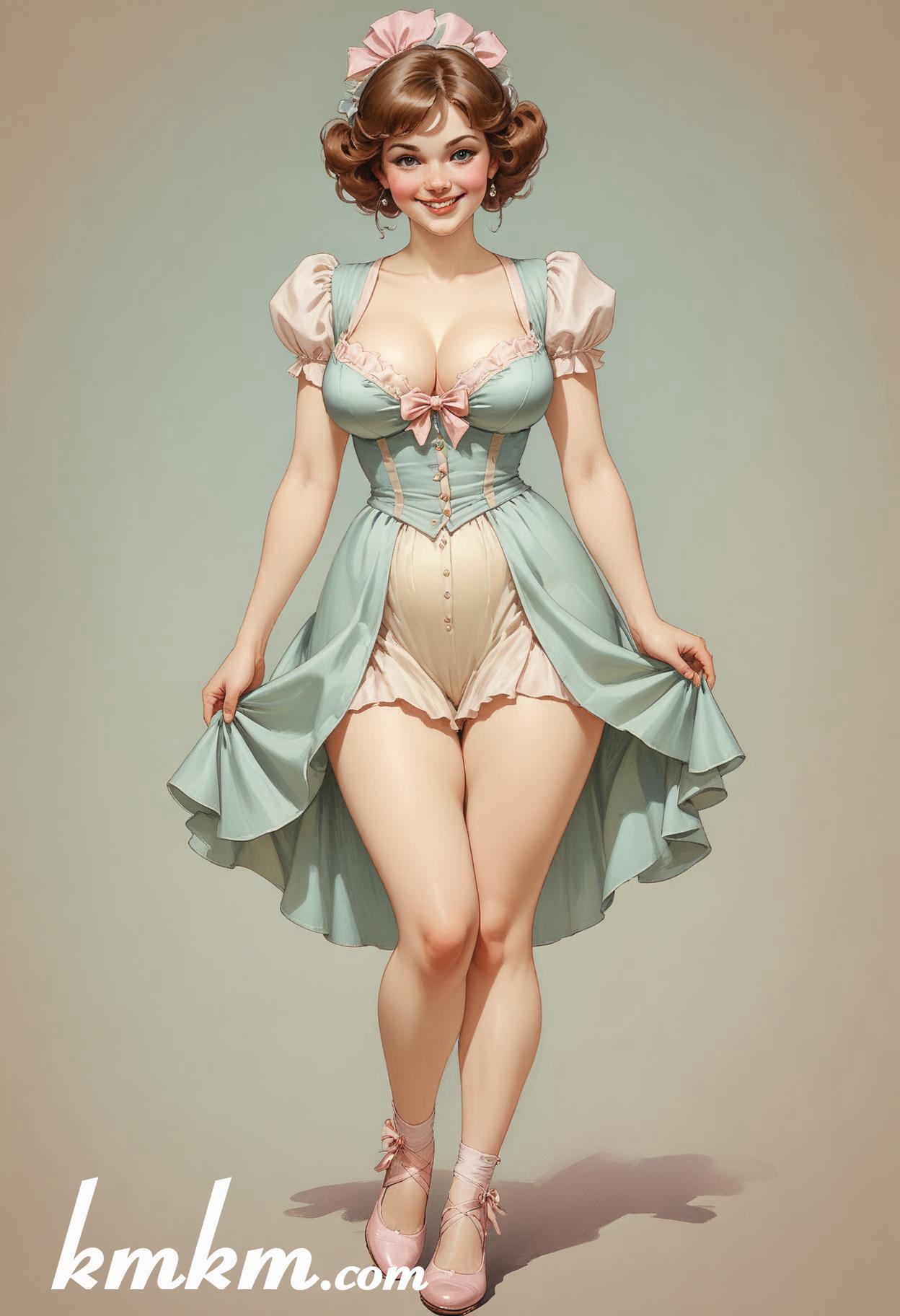 French woman traditional dress figure drawing 19