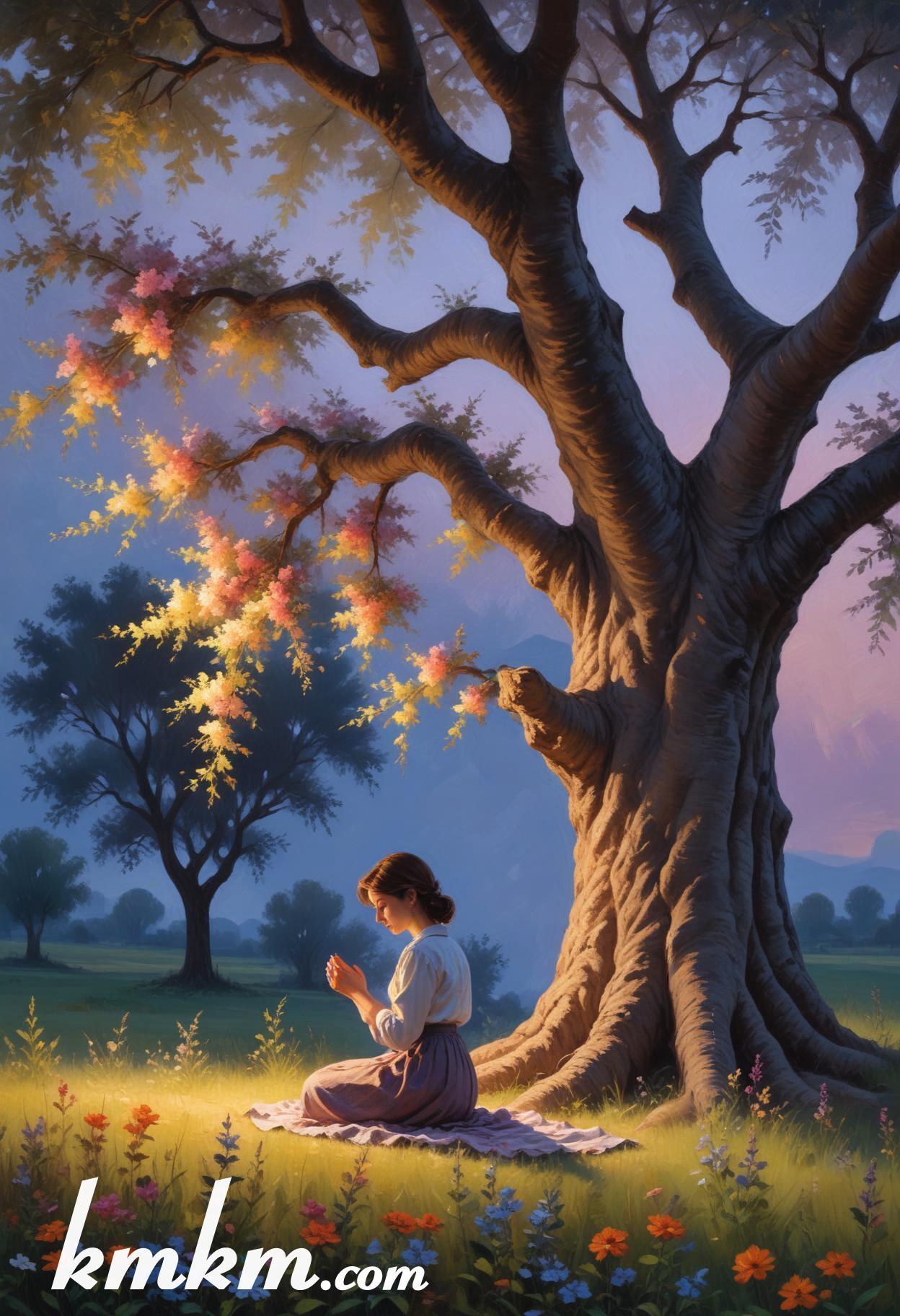 Praying girl figure portrait drawing 10