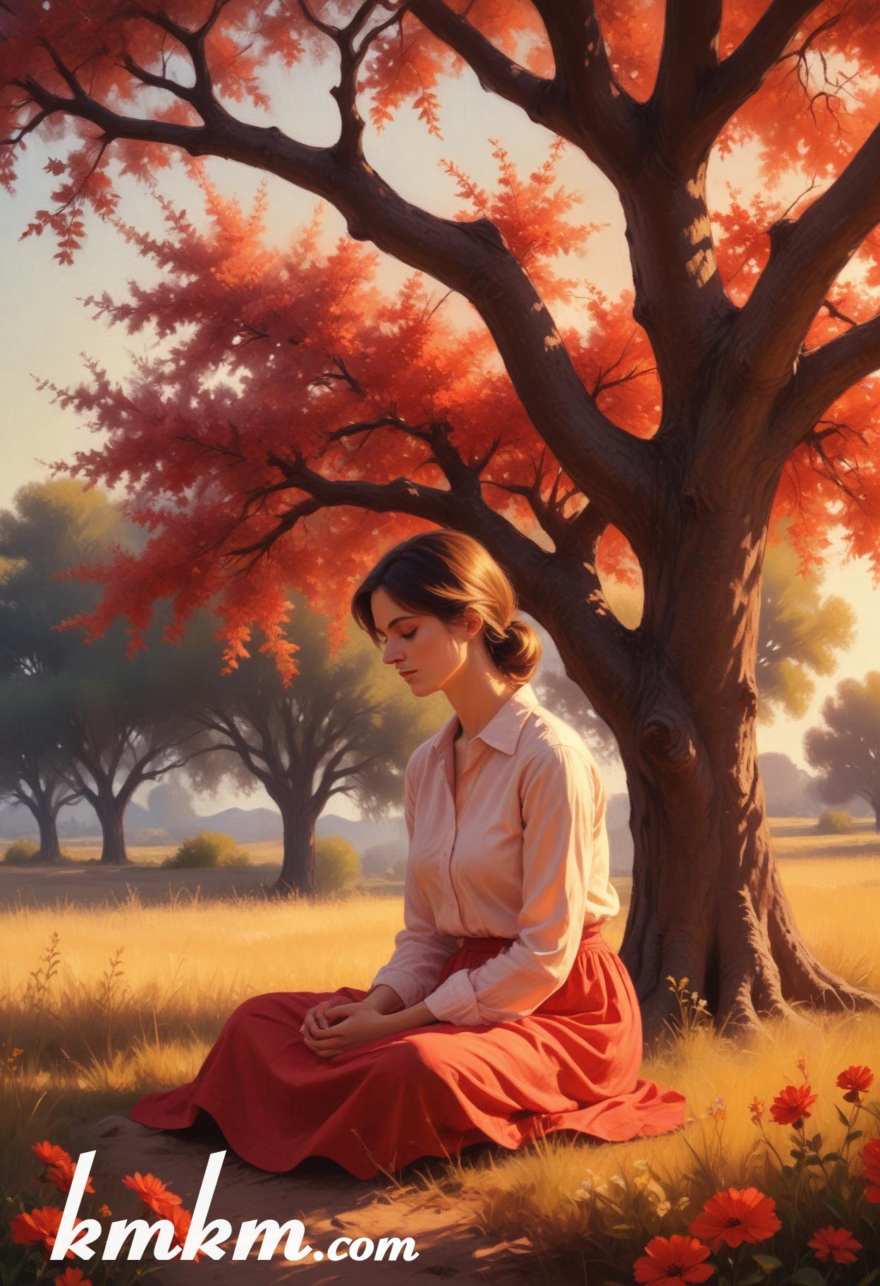 Praying girl figure portrait drawing 16