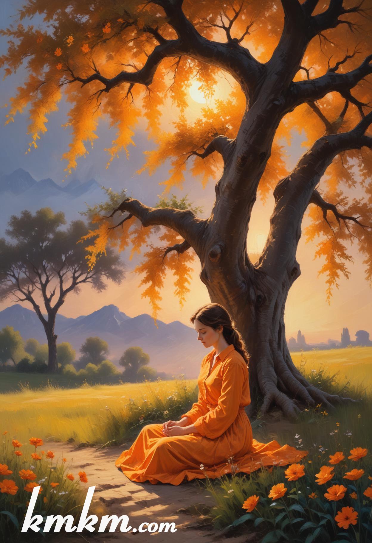 Praying girl figure portrait drawing 17