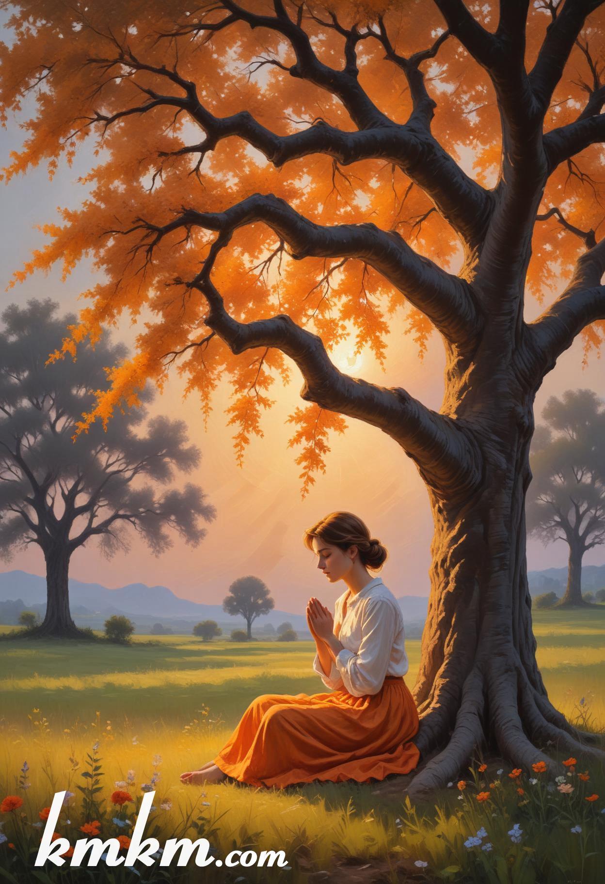 Praying girl figure portrait drawing 18