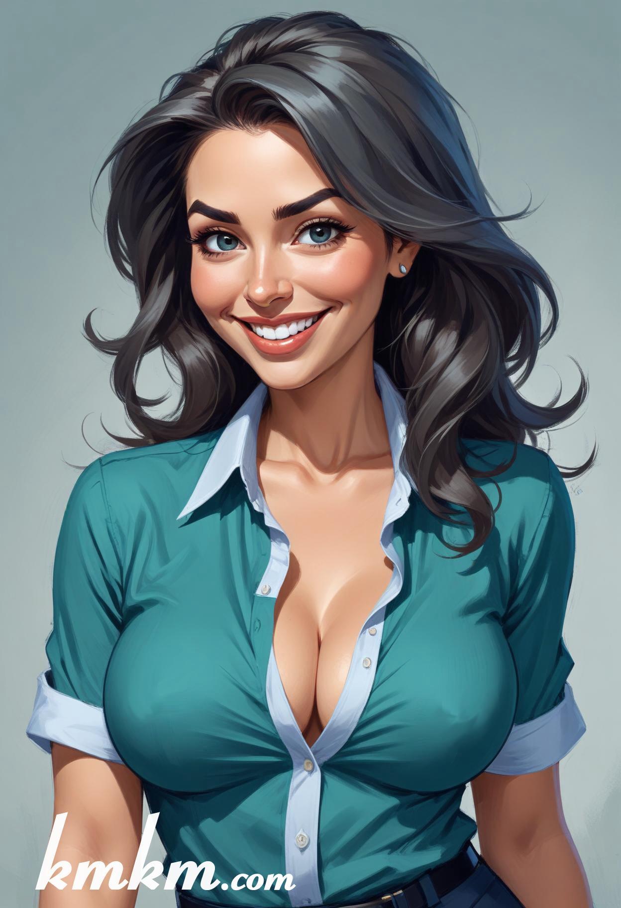 Teal businesswoman outfits figure portrait drawing 15