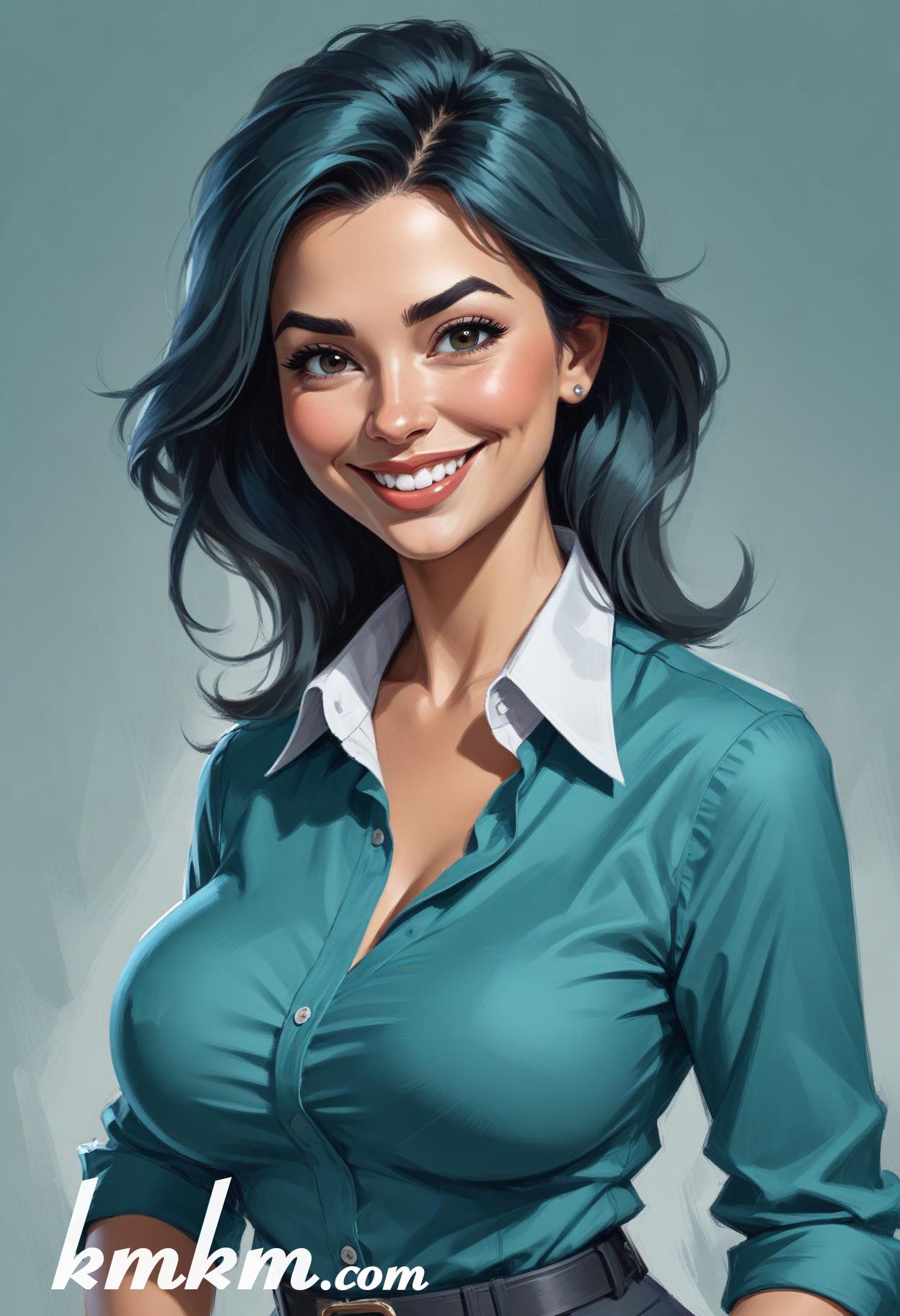 Teal businesswoman outfits figure portrait drawing 18