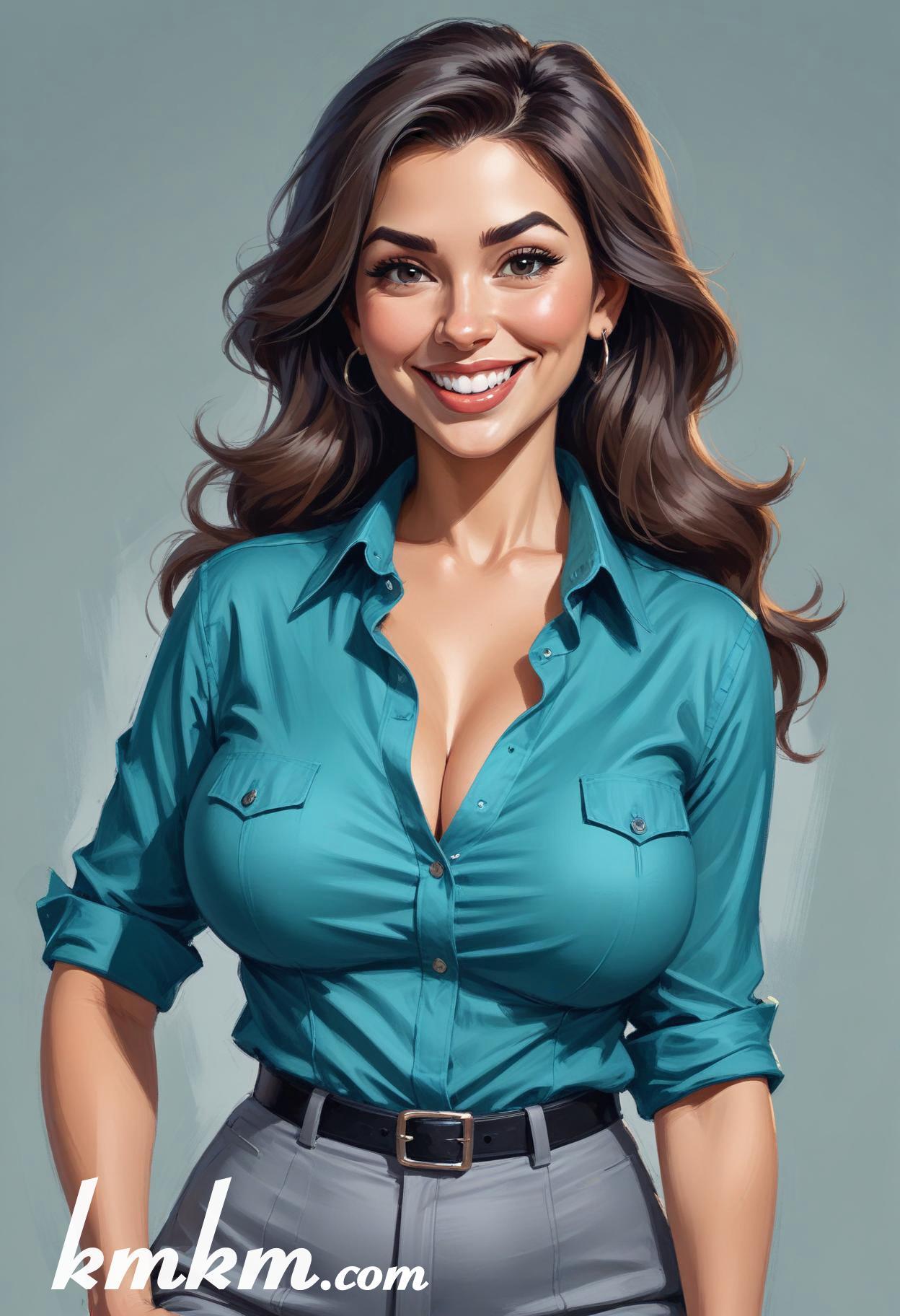 Teal businesswoman outfits figure portrait drawing 19