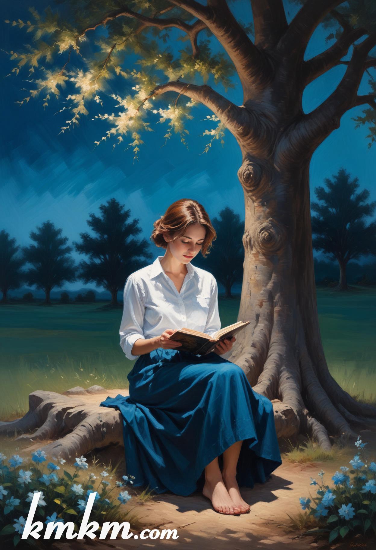 The holy bible reading girl figure portrait drawing 02