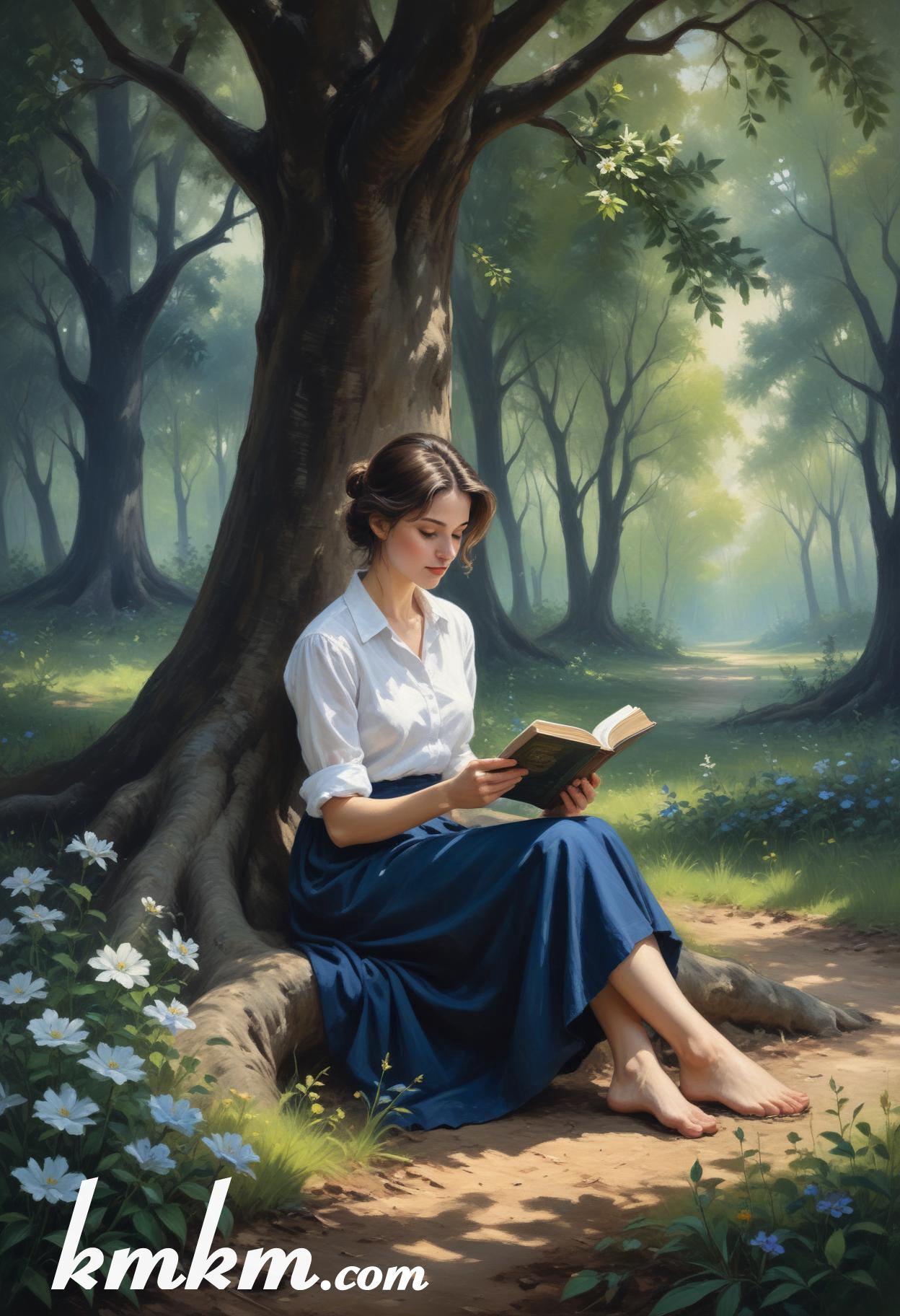 The holy bible reading girl figure portrait drawing 06