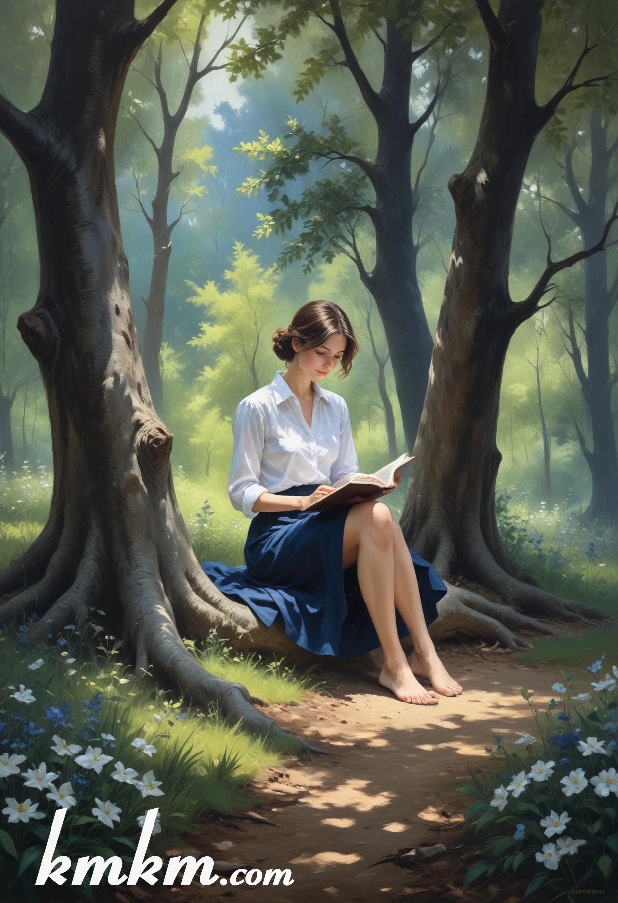 The holy bible reading girl figure portrait drawing 09