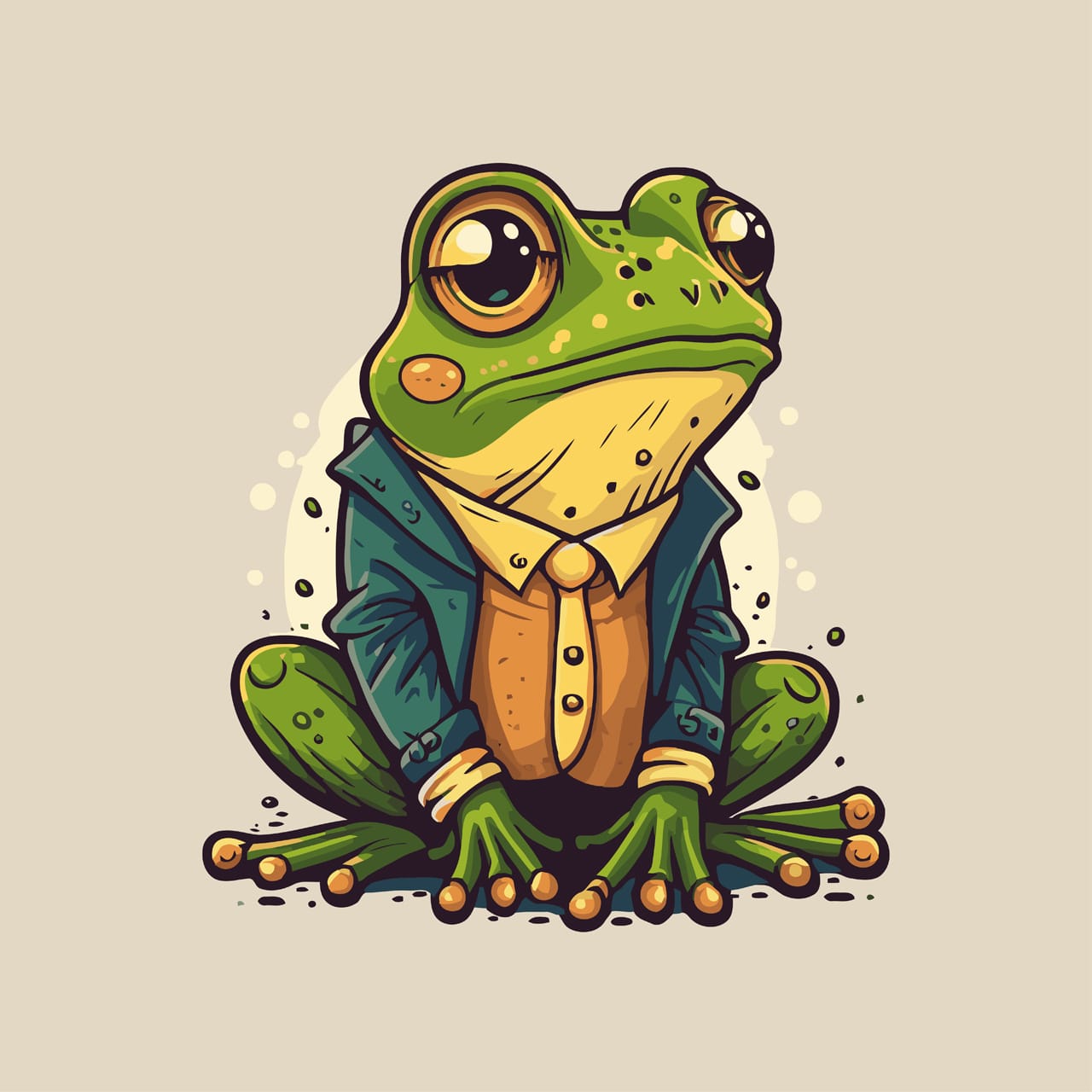 Green frog character logo mascot design cartoon business branding