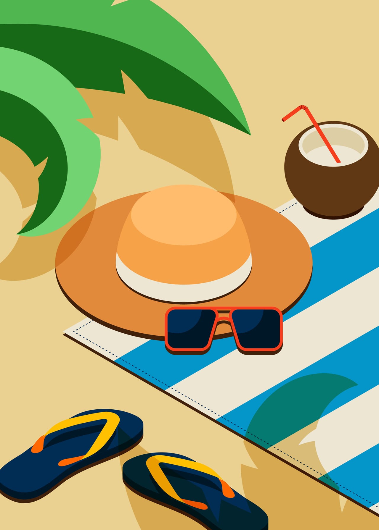 Beach clipart summer time happy holiday concept design element template