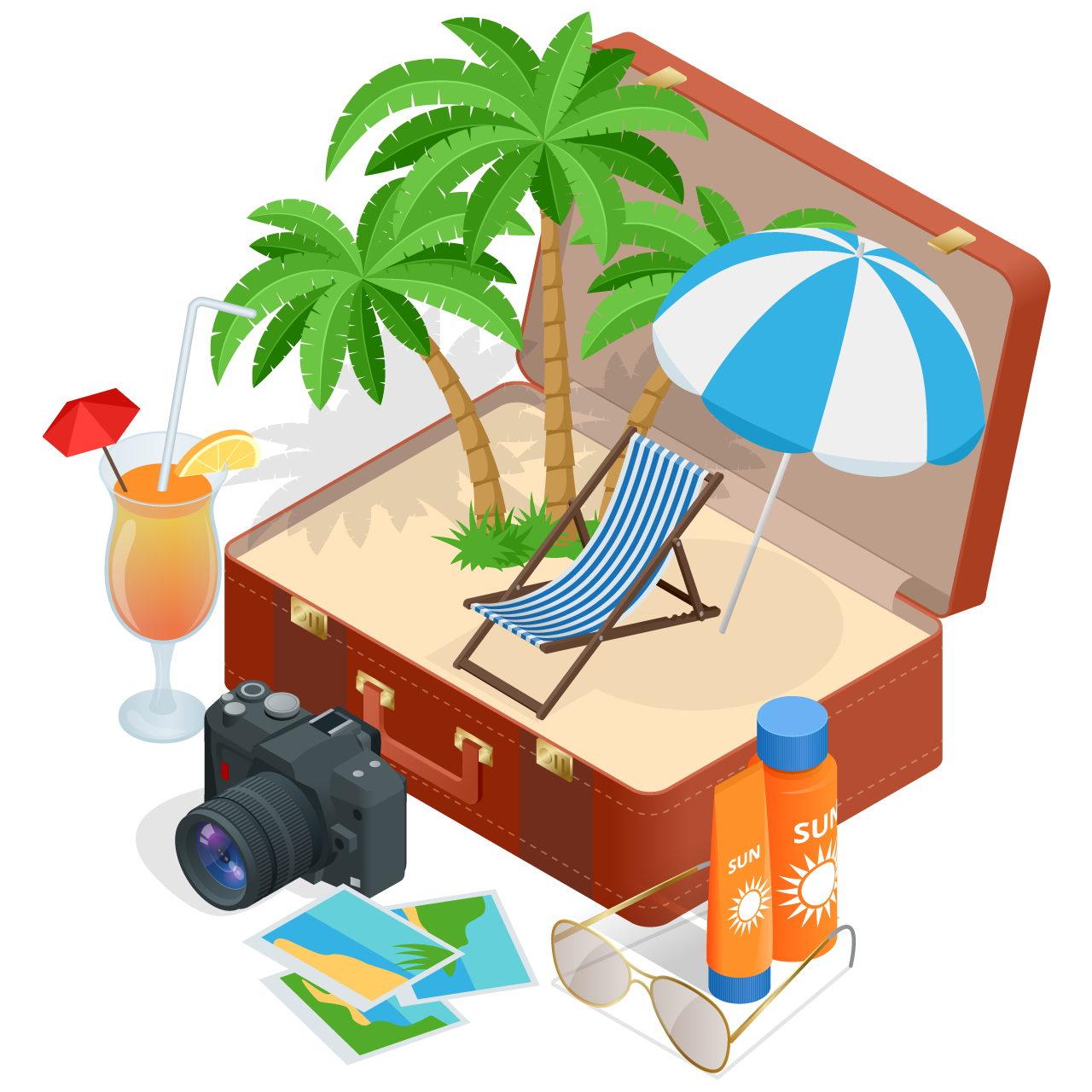 Trip summer holidays travel summer holidays vacation road trip tourism travel banner open suitcase transparent background png