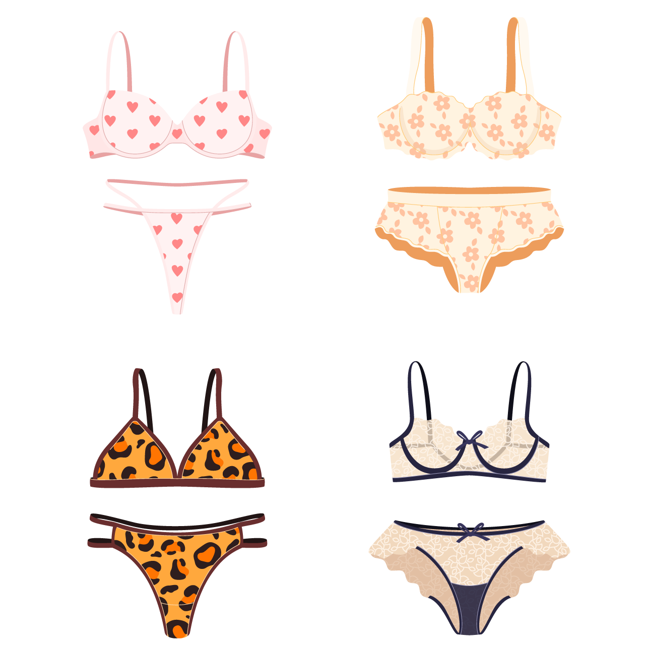 Bikini clipart set beautiful women underwear bras transparent background png