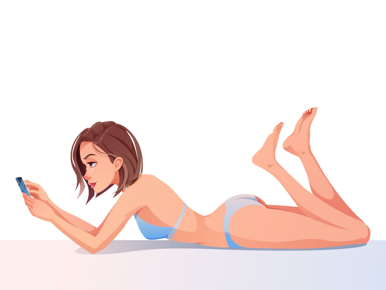 Bikini clipart woman bathing suit lies with phone her hands vacation beach