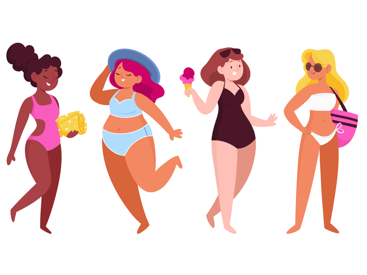 Cartoon people with summer clothes pack transparent background png