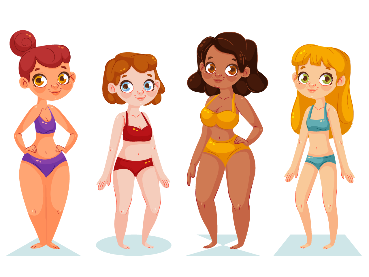 Female body shapes collection transparent background png