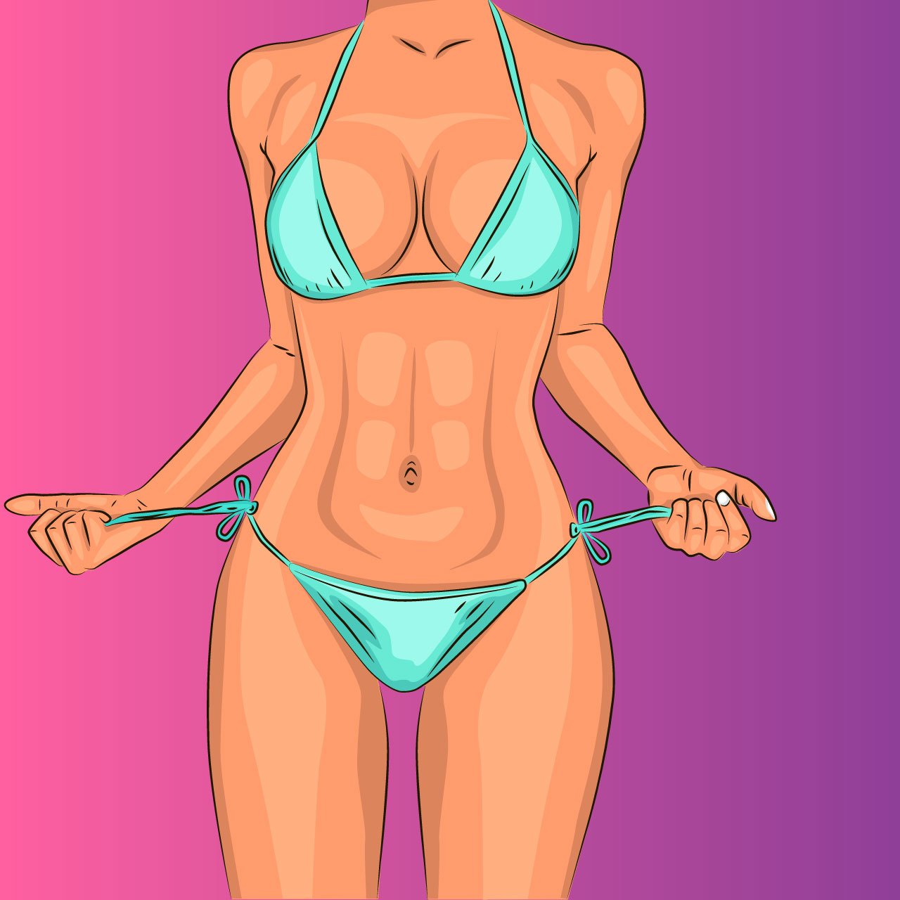 Sexy young girl swimsuit cartoon illustration image hand drawing sketch