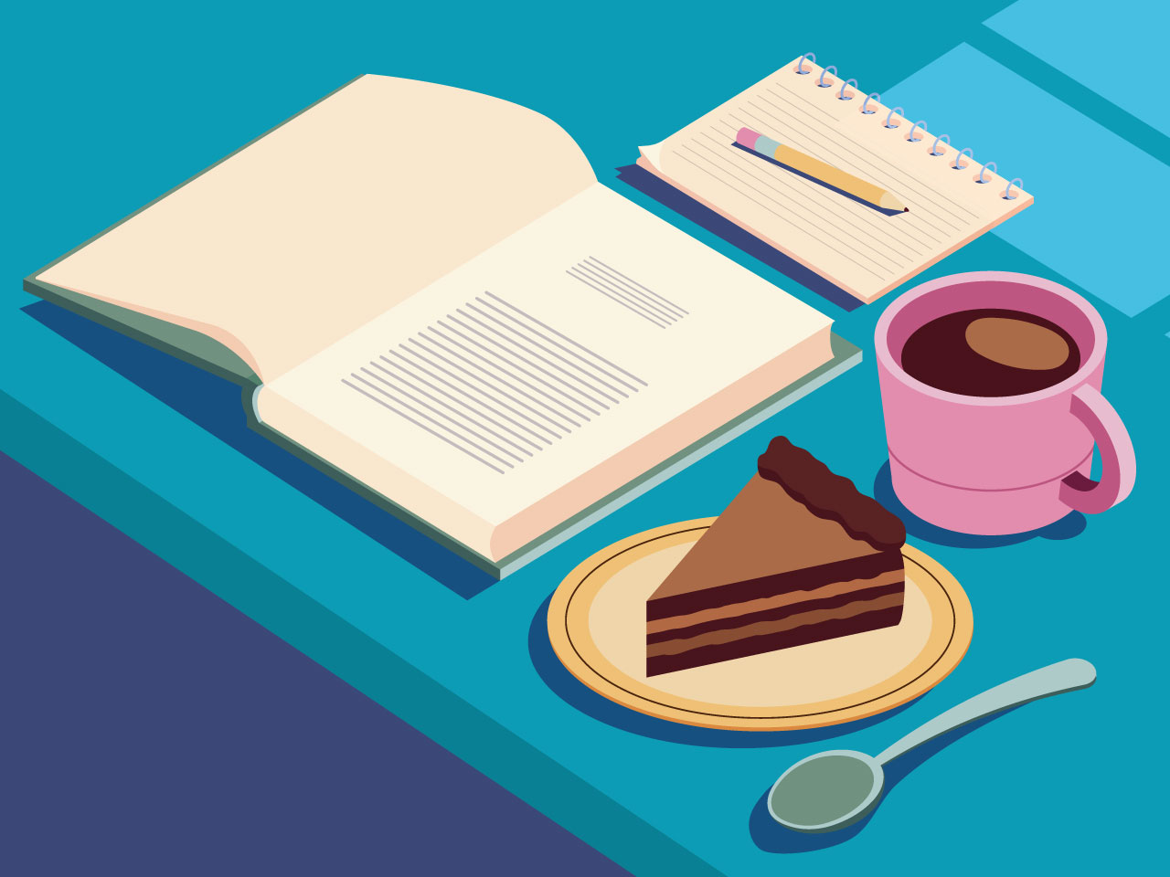 Book clipart book coffee cake cartoon illustration image
