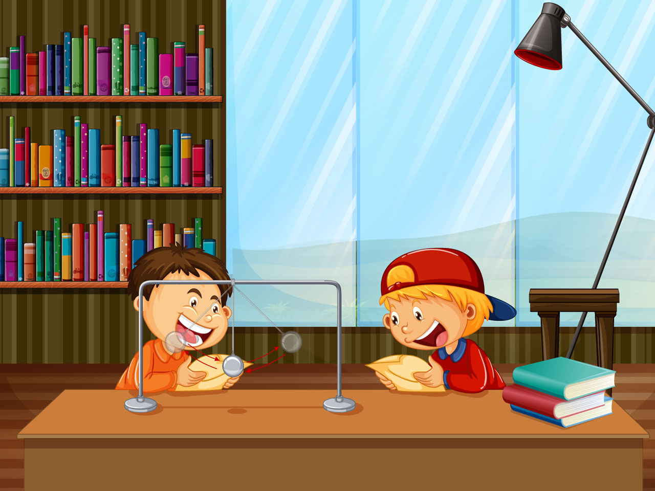 Book clipart boys learning library cartoon illustration image